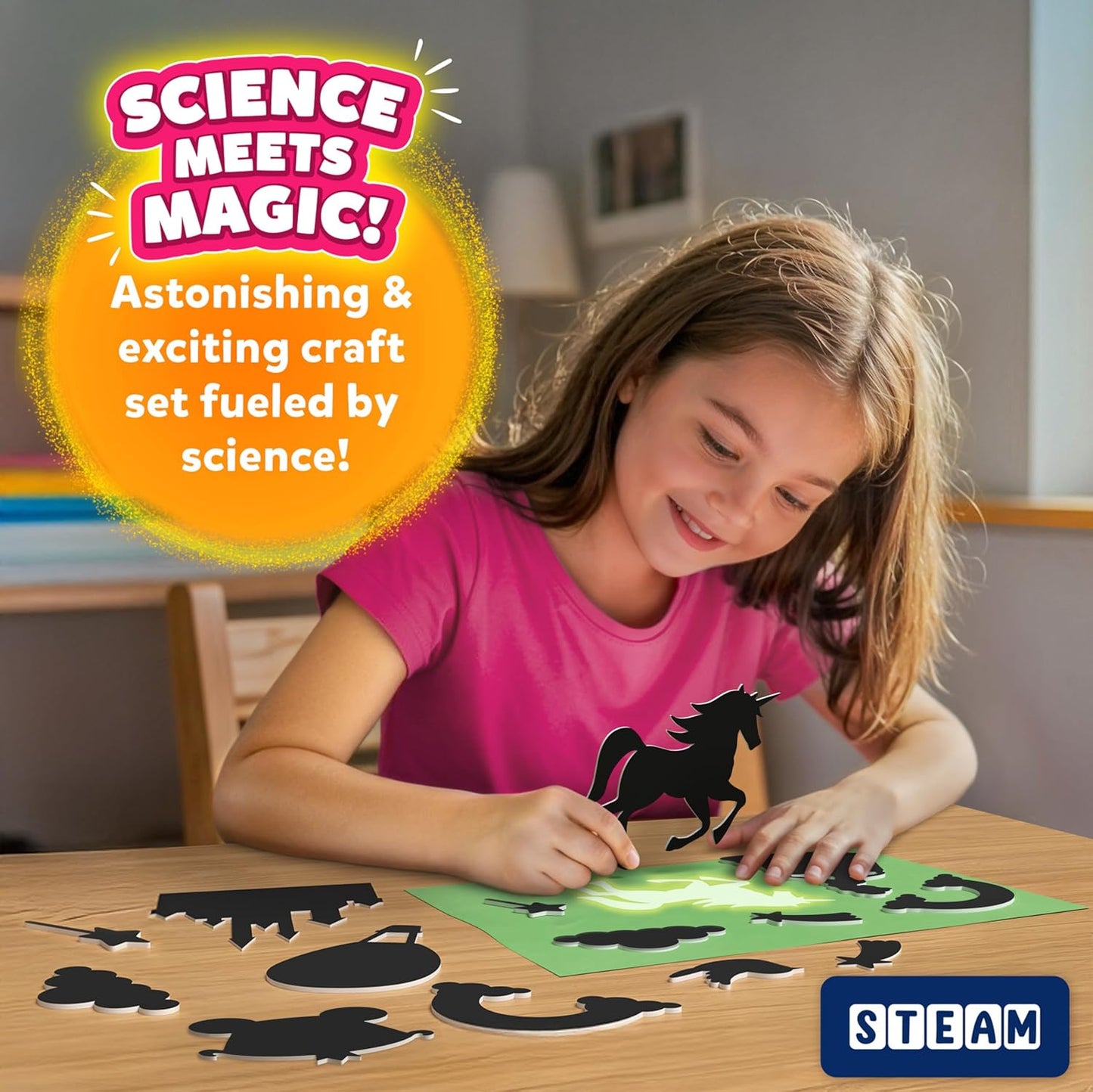 Skillmatics Sun Paper Art Kit - STEM Craft Kit for Kids with Decorative Paper, Stencils & Markers, Unicorn & Princess Designs, Mess-Free Indoor Fun, Gifts for Girls Ages 4, 5, 6, 7, 8, 9, 10, 11, 12