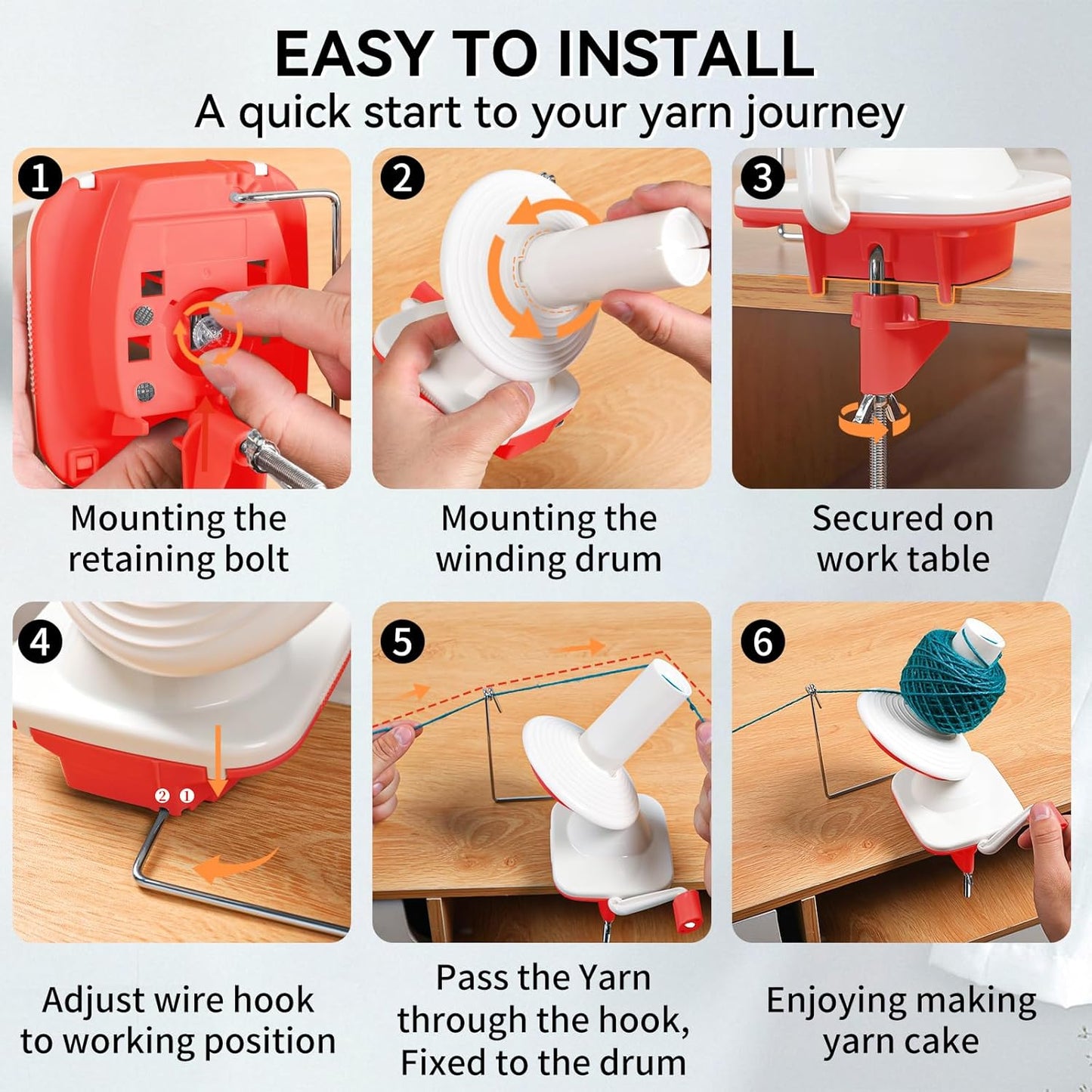 SPEENSUN Yarn Spinner, Yarn Cake Winder, 3.5 OZ Easy-to-Install and Efficiently Yarn Baller with Lower Noise, Yarn Roller for Crochet and Knitting Lover for Yarns Below Size 5