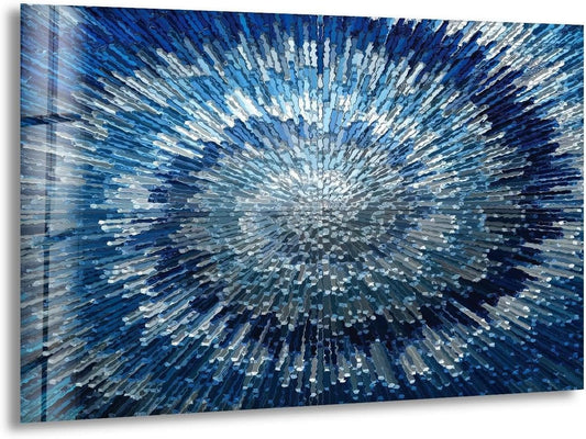 My Photostation.com 60WX40H'' Abstract Blue Textured Glass Wall ArtTempered Glass Printing Wall Decor Large Wall Art Wall Hangings
