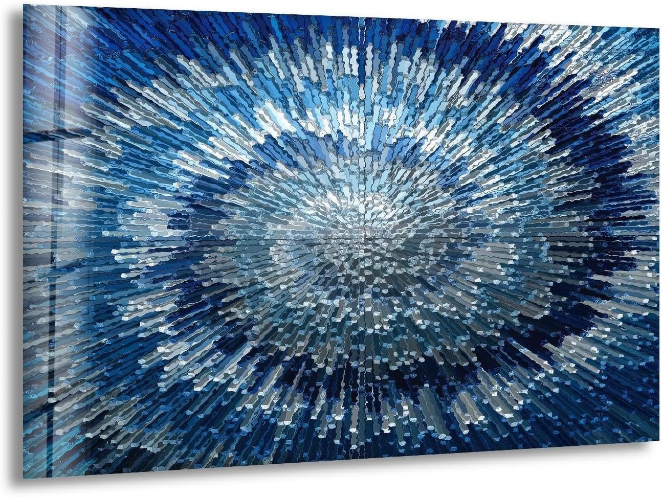 My Photostation.com Round 24'' Abstract Blue Textured Glass Wall ArtTempered Glass Printing Wall Decor Large Wall Art Wall Hangings