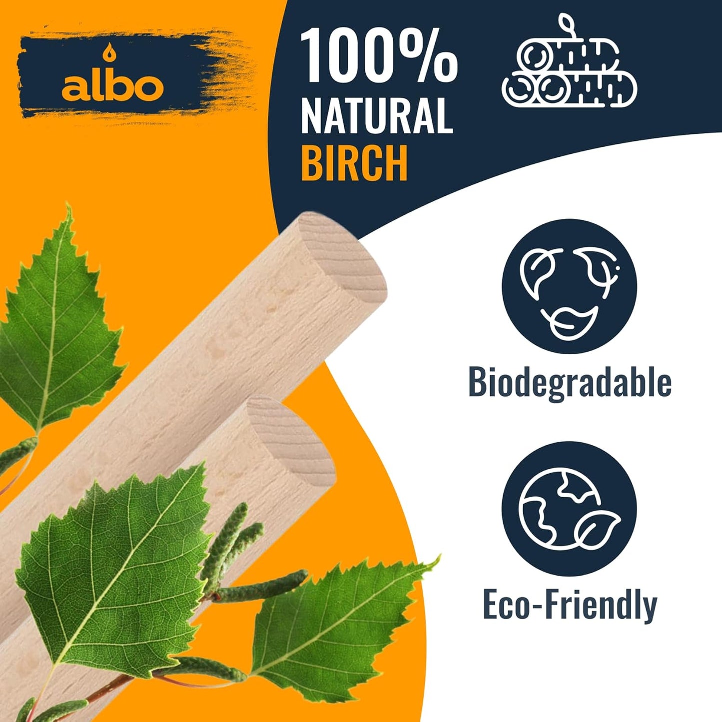 ALBO 1" x 36" Wooden Dowel Rods Set - 2 Pack Birch Natural Long Hardwood Craft Sticks Railings Supports Garden Structures Sanded Smooth Versatile Woodworking Furniture Decor DIY Projects