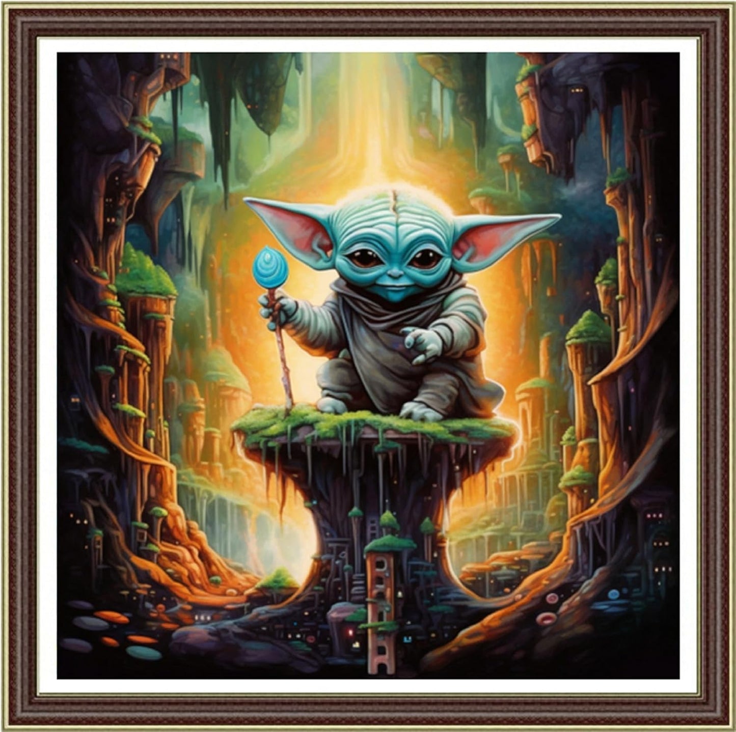 Foxhool Beginners Cross Stitch Kits Stamped Full Range of Embroidery Kits for Adults DIY Cross Stitches kit Embroidery Patterns for Needlepoint kit-Magic Alien 17.7x17.7 inch