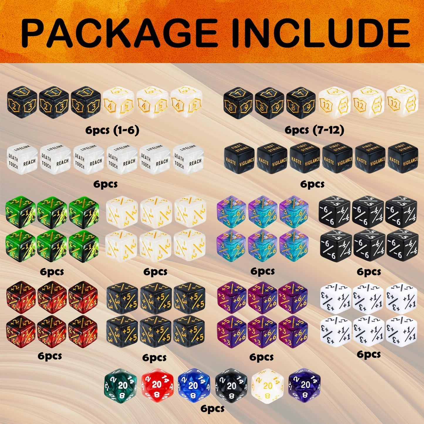 78 Pieces MTG Dice Counters Bulk Life Keyword Counter Dice Set Plus 1/+1 Buff Ability Tokens for MTG, TCG, Cards Gaming Accessories