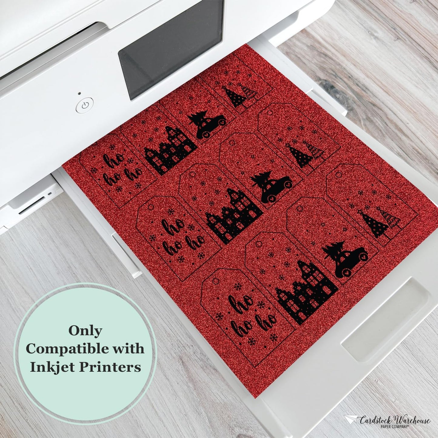 Cardstock Warehouse Diamond Print Inkjet Glitter - Premium Red Glitter Cardstock Paper – 15 Sheets, 8.5 x 11" - 104 lb/280 GSM for Inkjet Printing, Die-Cutting, Card Making, Crafts, and DIY Projects