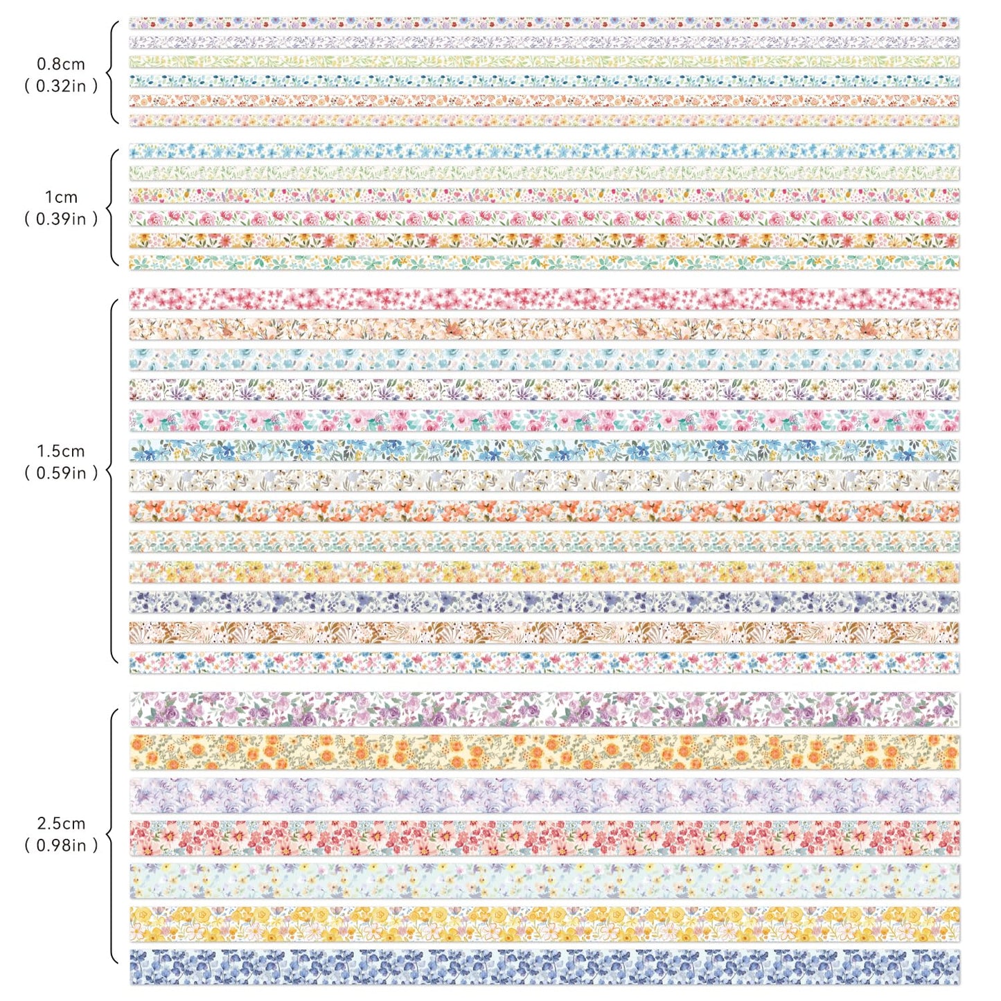 32 Rolls Washi Tape Set, Colored Floral Decorative Masking Tape, Artists Tapes for Junk Journal, Journaling, DIY Craft Projects, Scrapbooking Supplies Decor