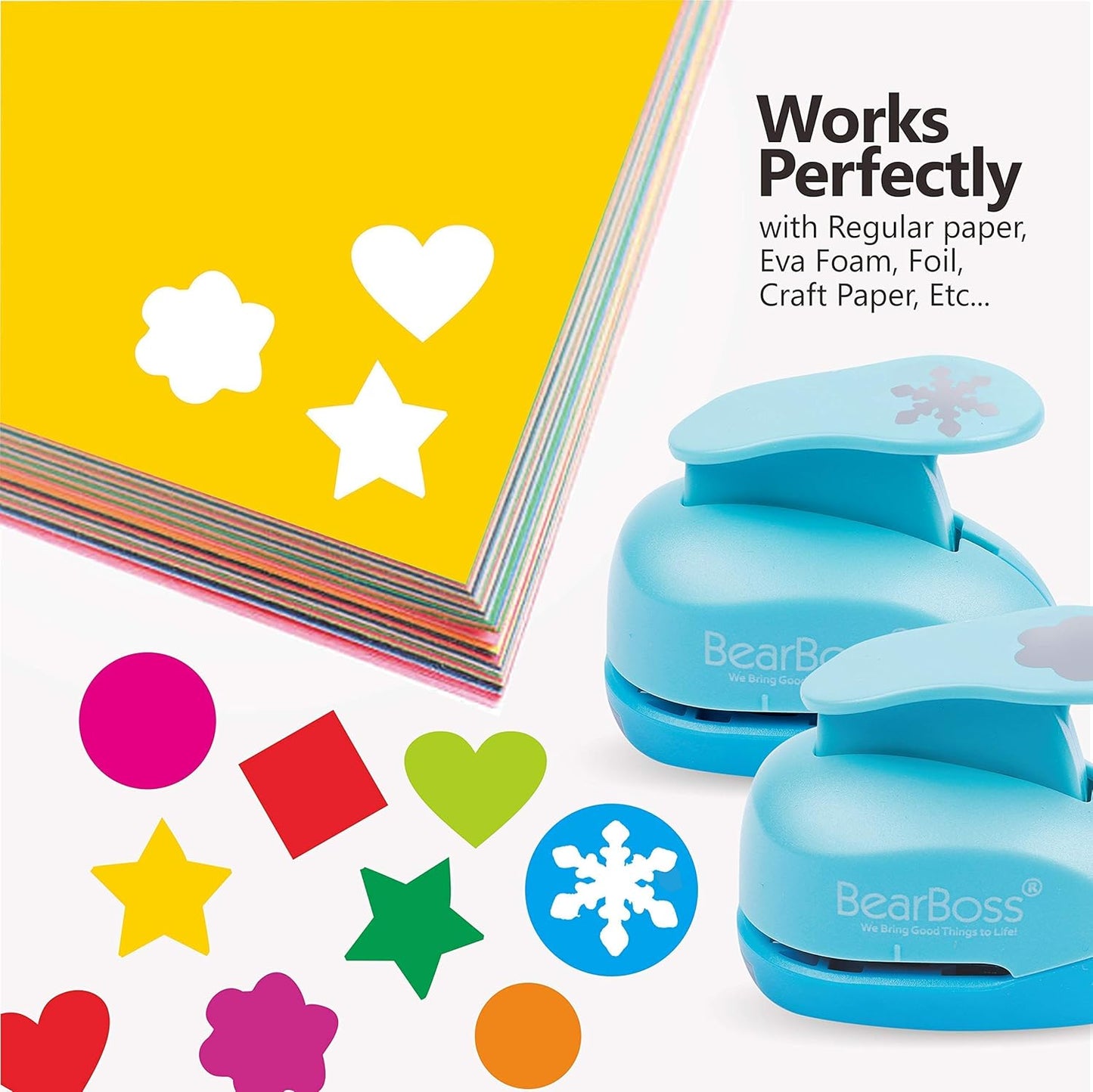 6 Craft Hole Punch Shapes 1 Inch Paper Punches for Crafting Handmade Scrapbooking Punches Mix Shapes Designs for Kindergarten Teacher Office Supplies Kids by BearBoss