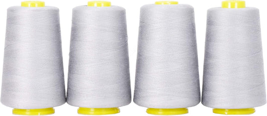Mandala Crafts 4 Pack of Serger Threads Cones Spools - 20S/2 24000 Yards Polyester Gray Threads for Sergers Machine and Overlock Quilting Sewing Machine