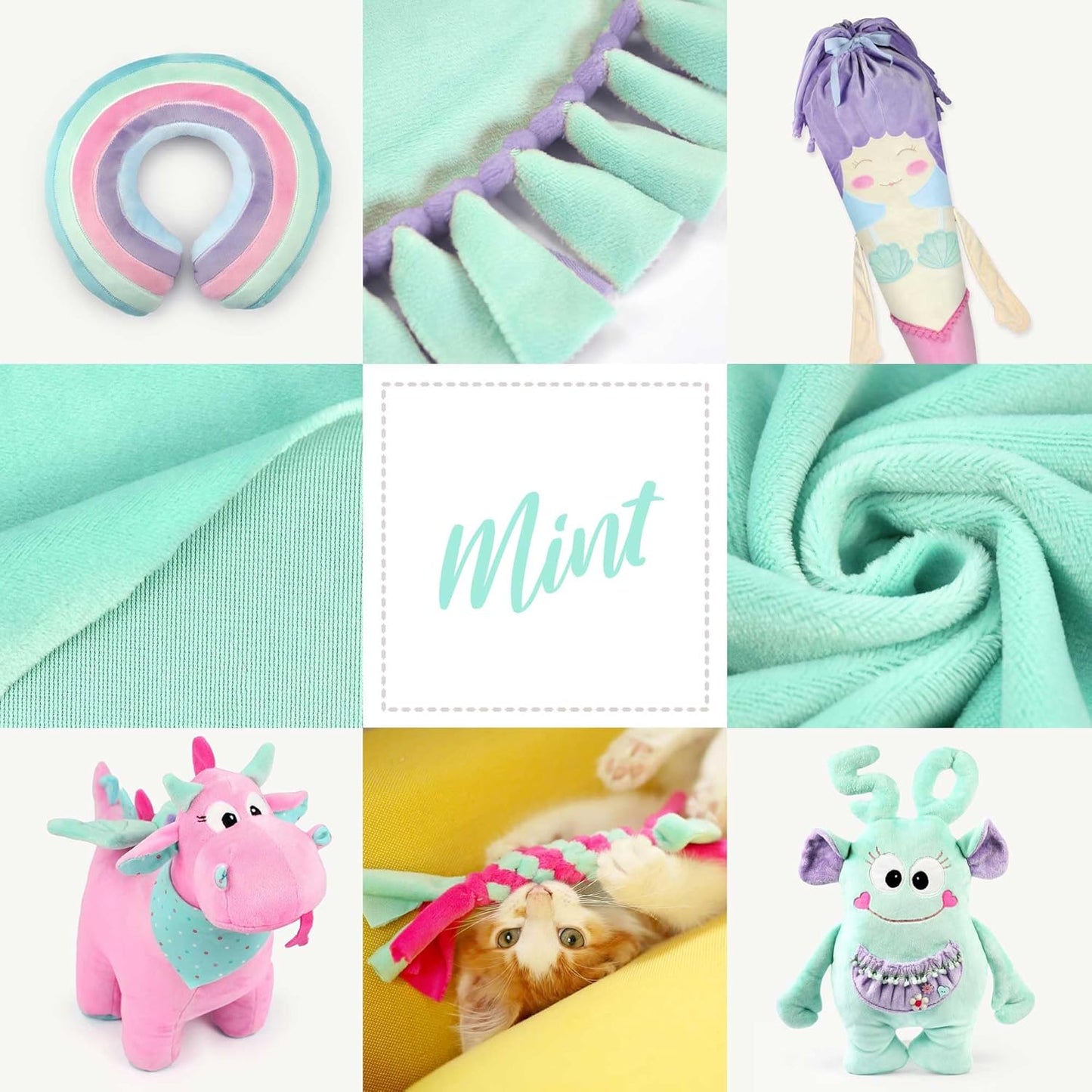 kullaloo Plush Fabric | Solid Mint Minky Fabric for Sewing (Pack of 2) | Super Soft Cuddle Material | 39.5x29.5 | Plushies, Baby Blankets, Pillows, Dog Beds, Cat Beds, Baby Accessories, Apparel