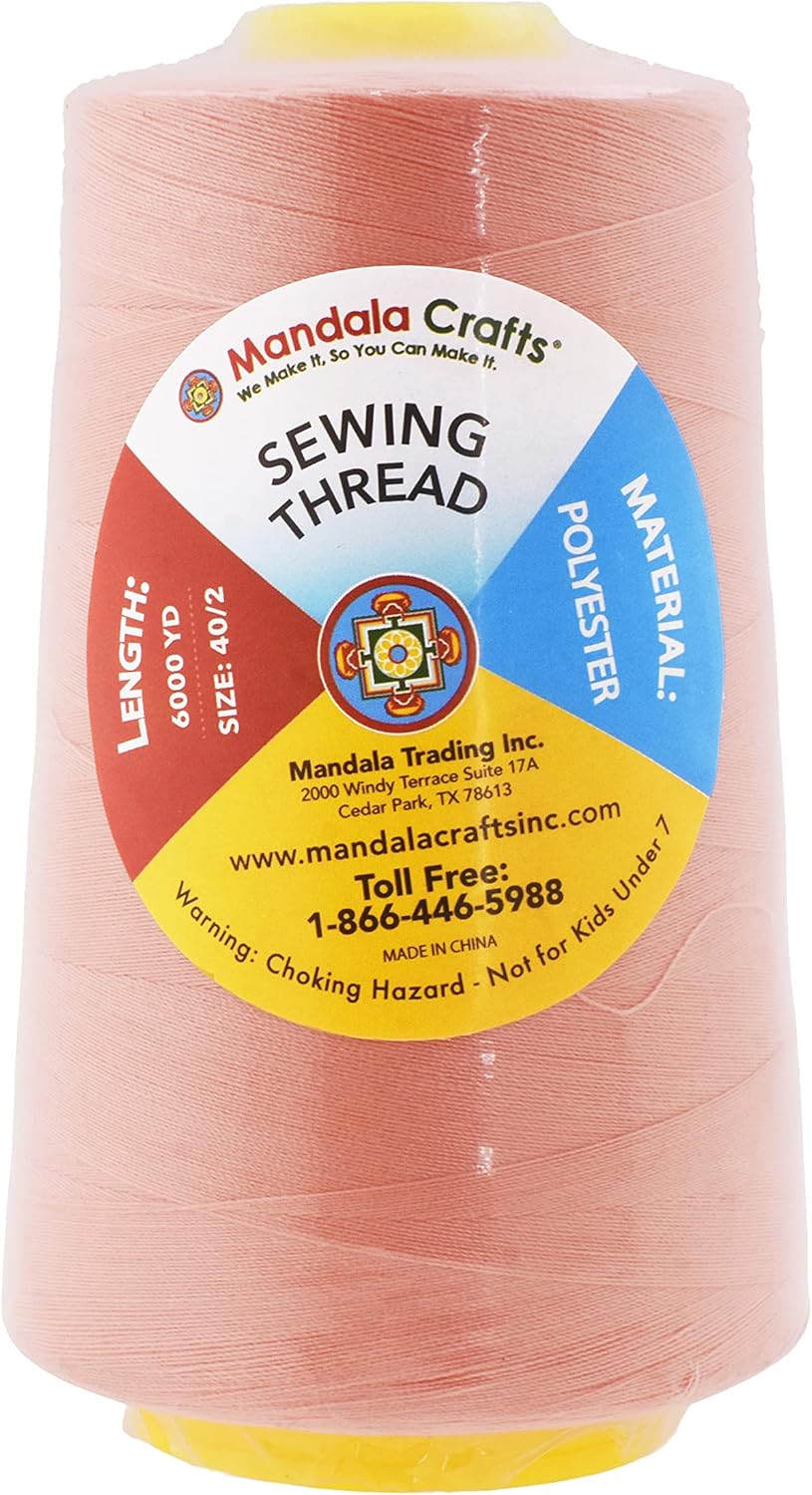 Mandala Crafts 4 Pack of Serger Threads Cones Spools - 40S/2 24000 Yards Polyester Blush Threads for Sergers Machine and Overlock Quilting Sewing Machine