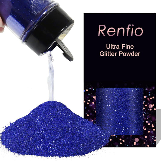 Renfio Ultra Fine Glitter Powder Metallic Resin Glitter 2.11 Oz (60g) PET Flakes Crafts Sequins 1/128" 0.008" 0.2mm Epoxy Chips Flakes for Tumblers Slime Roses Decoration - Deep Ocean