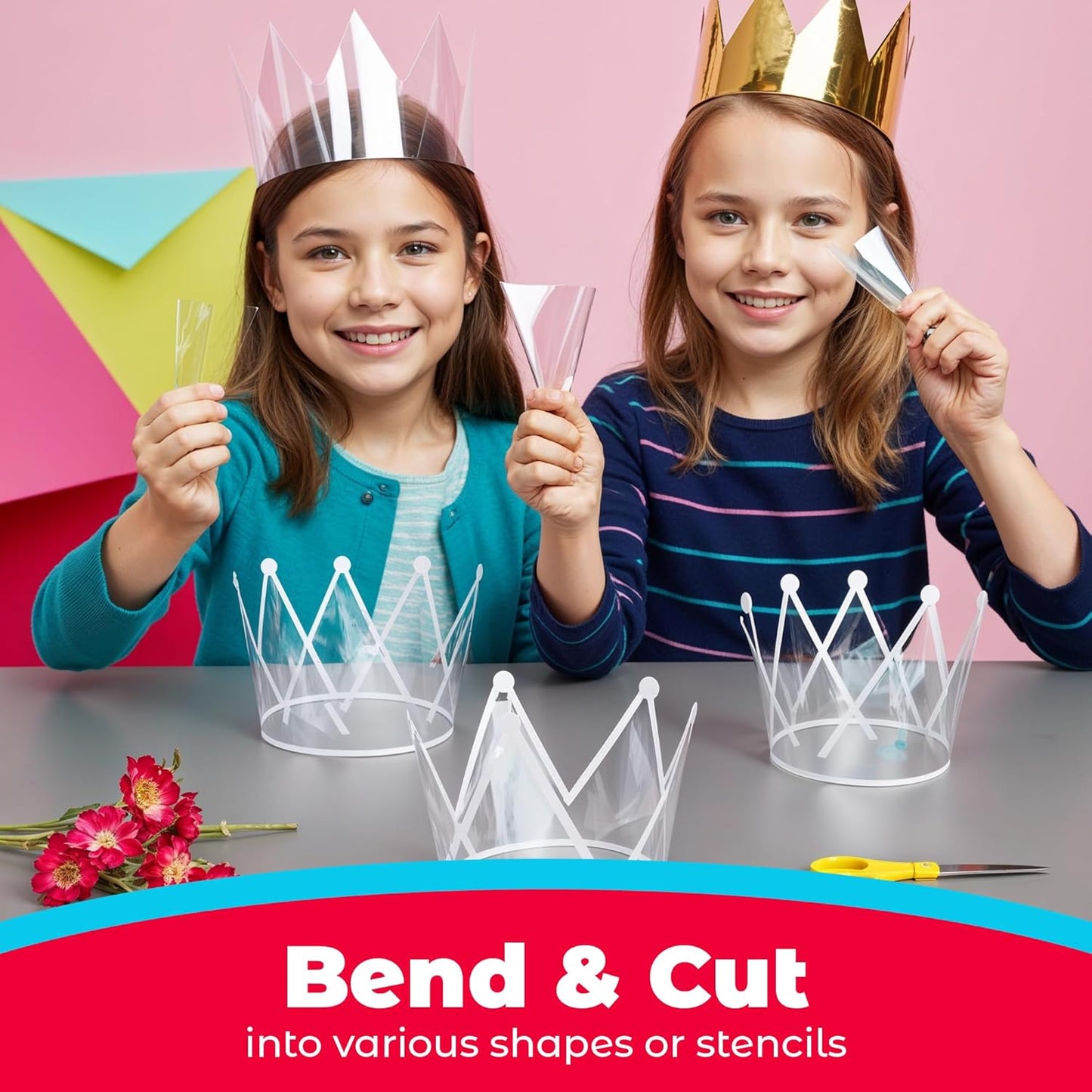 Hygloss 12" x 12" Acetate Paper - 7 Mil Clear Acetate Sheets for Crafts Projects, Cricut Stencil Sheets, Classroom Stencil Sheets, Reusable Transparent Clear Plastic Sheet (Not for Printers) 48 Pack