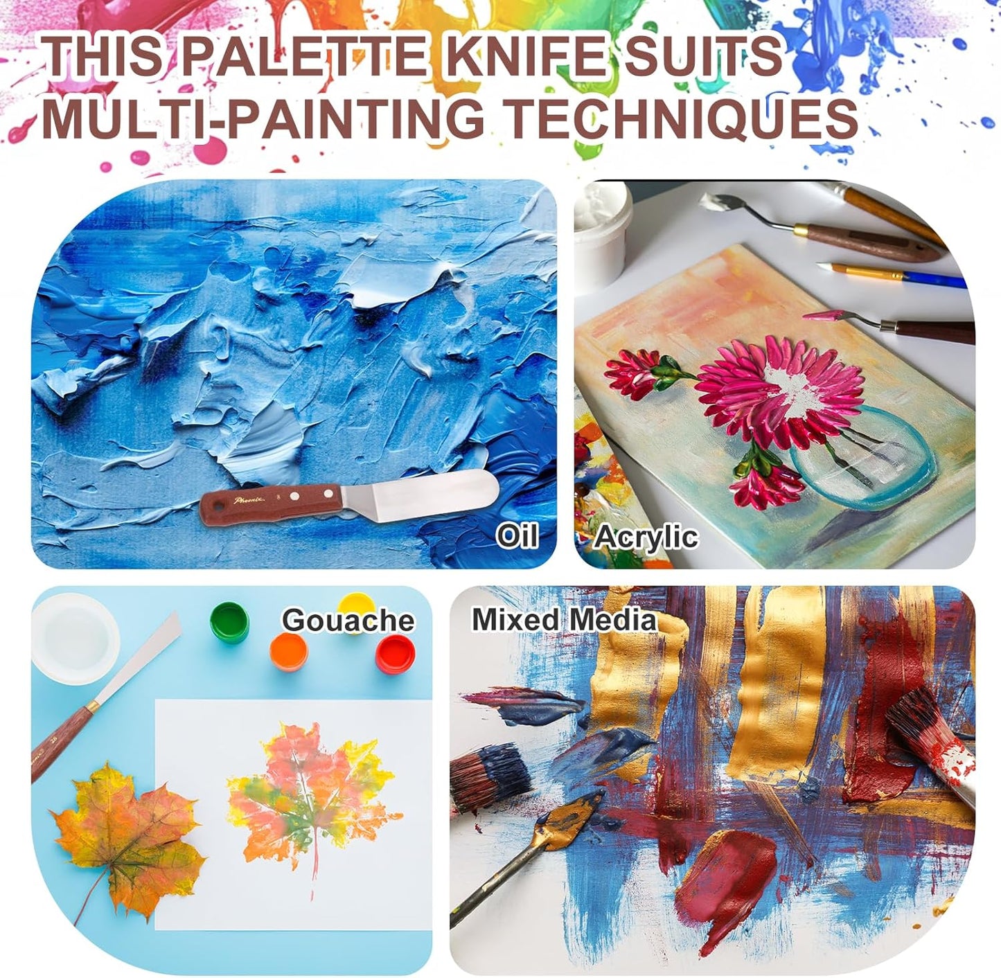 MECCANIXITY Pack of 1 Palette Knife No.5, 7.8" Long Palette Knives with Stainless Steel Flexible Spatula Pallet Knife and Wood Handle for Scraping, Mixing, Oil Acrylic Painting Canvas