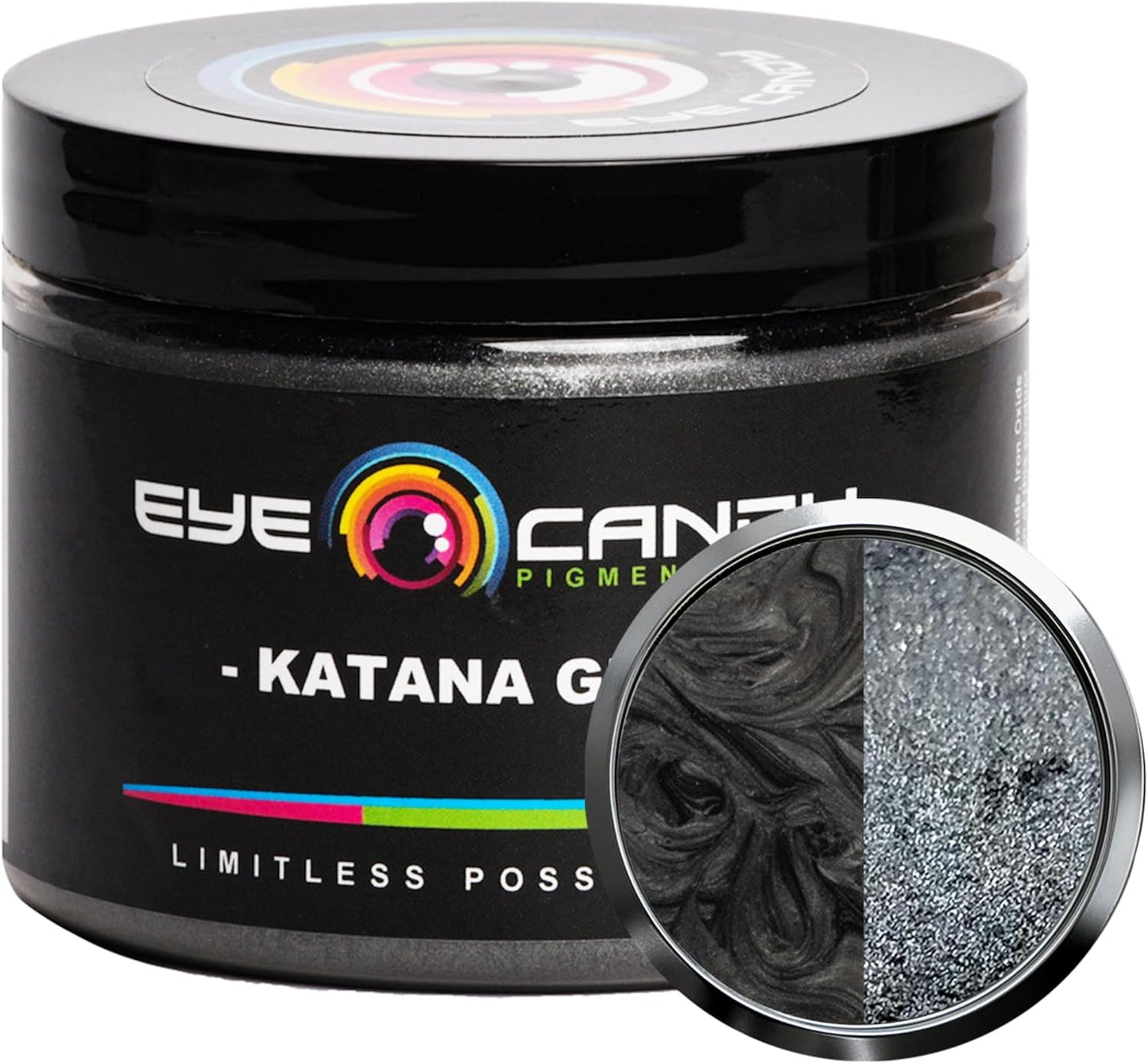 Eye Candy Pigments Premium Grey Mica Powder - Katana Grey (50gr) - for Epoxy, Resin, Soap, Paint, Woodworking, Acrylic Pouring, Bath Bombs, Fishing Lures - DIY Arts and Crafts Additive