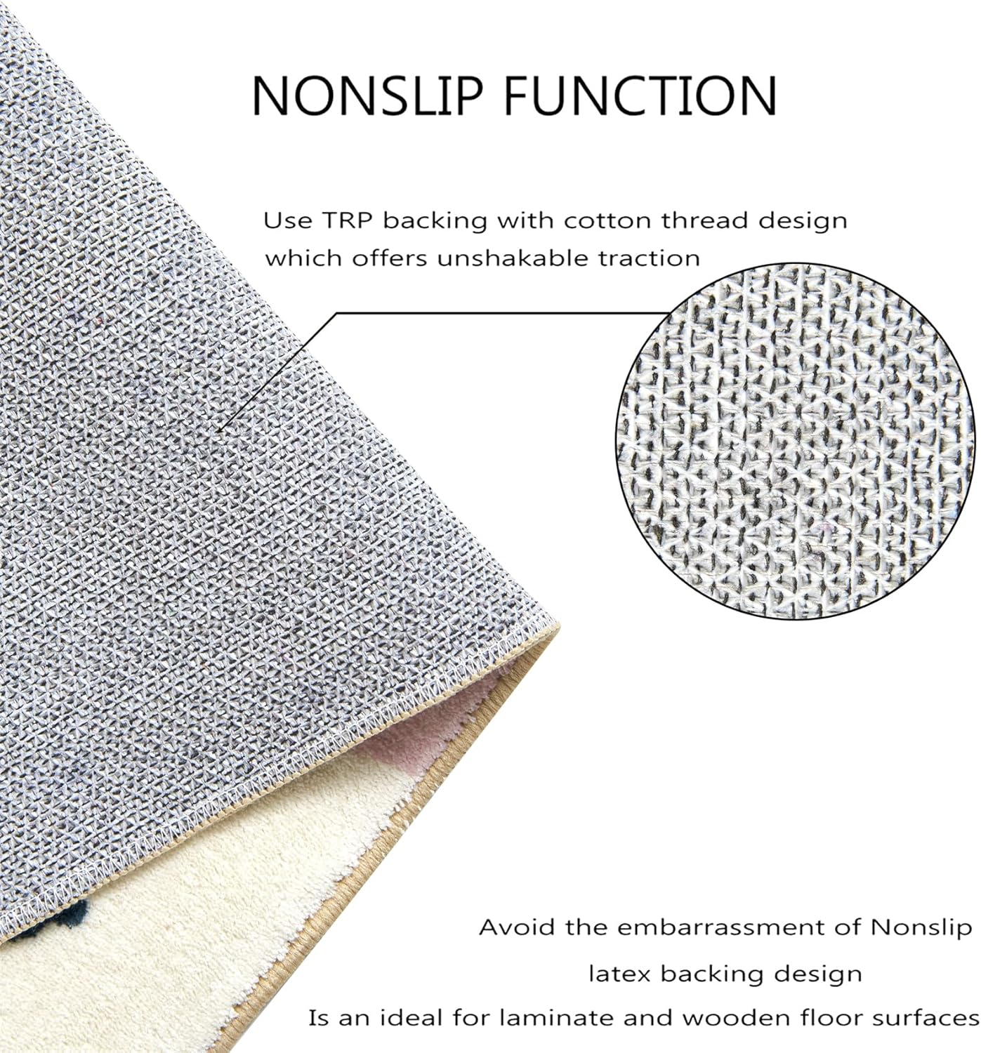 RoomTalks Cute Pink Nuresry Rug Washable, Boho Modern Contemporary Aesthetic 5x7 Area Rugs for Bedroom Dining Living Room Dorm, Abstract Art Tropical Leaves Thin Indoor Entryway Rug Carpet