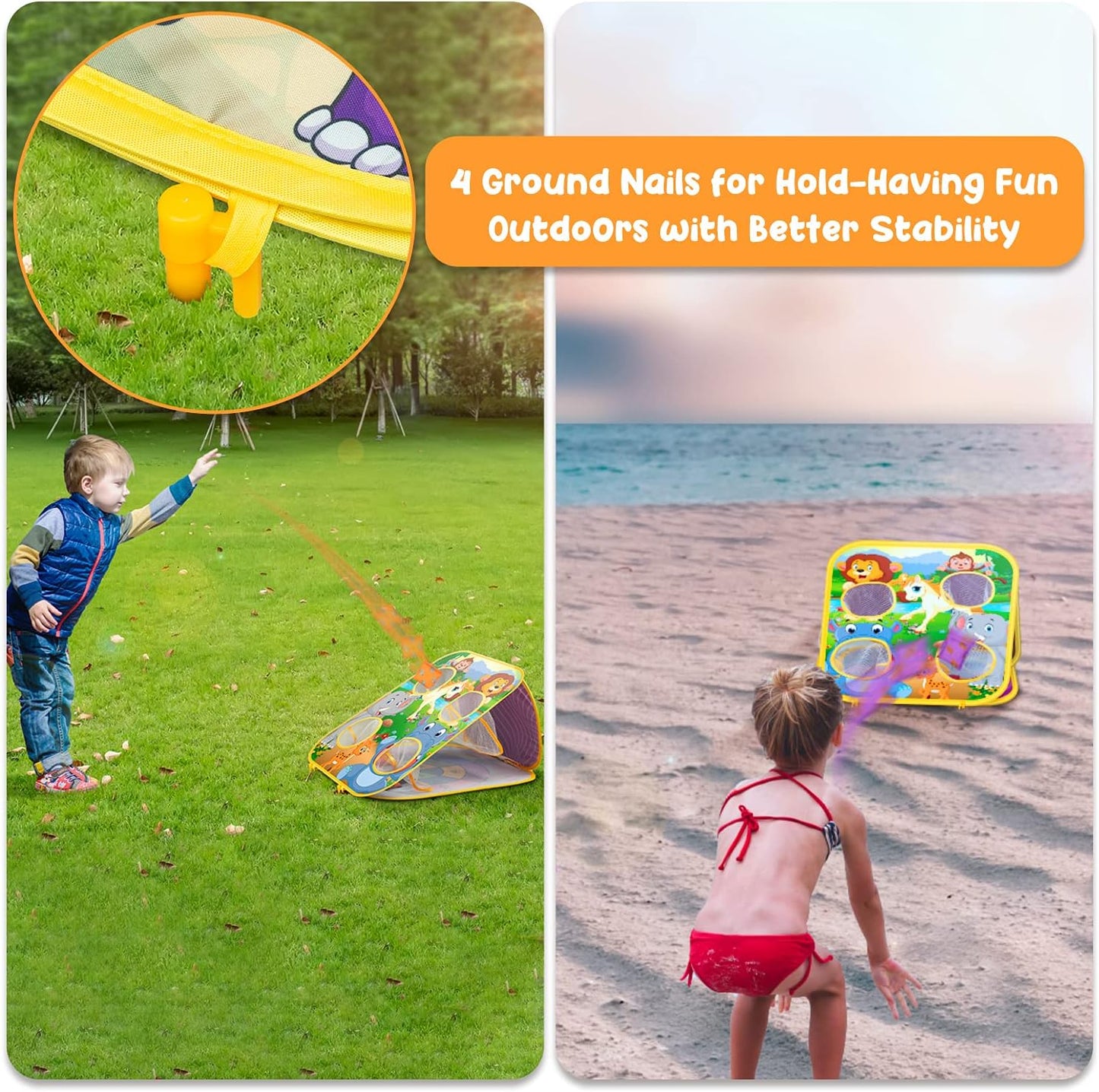 Bean Bag Toss Game for Kids - Cornhole Board Outdoor Toys for Toddlers -Party Activities Carnival Outside Yard Backyard Beach Lawn Games Toy for Kid Boys Girls Age 3 4 5 6 7 8 Year Old Birthday Gifts