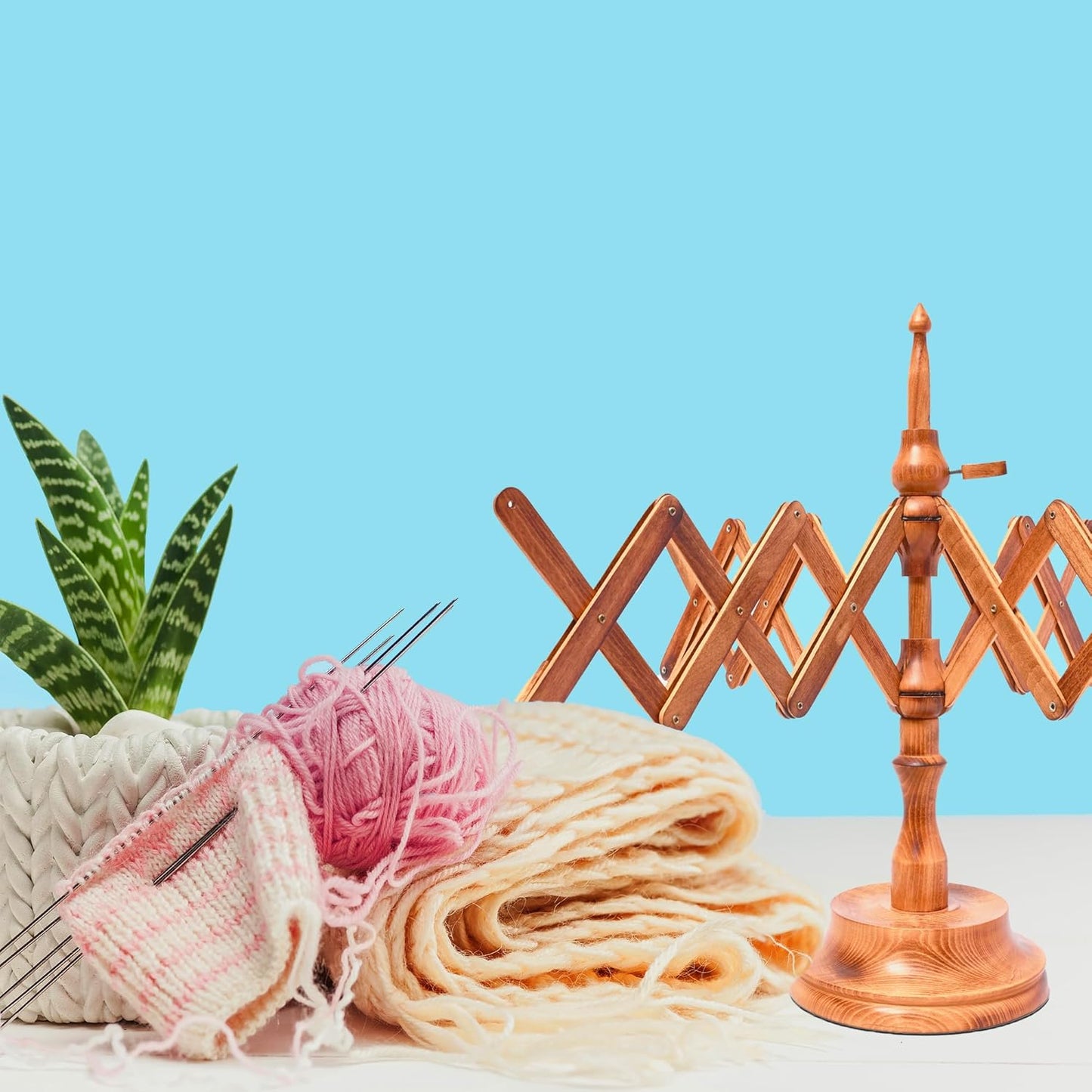 Wooden Table Top Yarn Swift, Antique Beechwood Crocheting & Knitting Craft Accessory for Yarn Winding, Handcrafted Beechwood Swift for Knitters & Crafters