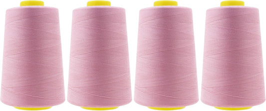 Mandala Crafts 4 Pack of Serger Threads Cones Spools - 40S/2 24000 Yards Polyester Dusty Rose Threads for Sergers Machine and Overlock Quilting Sewing Machine