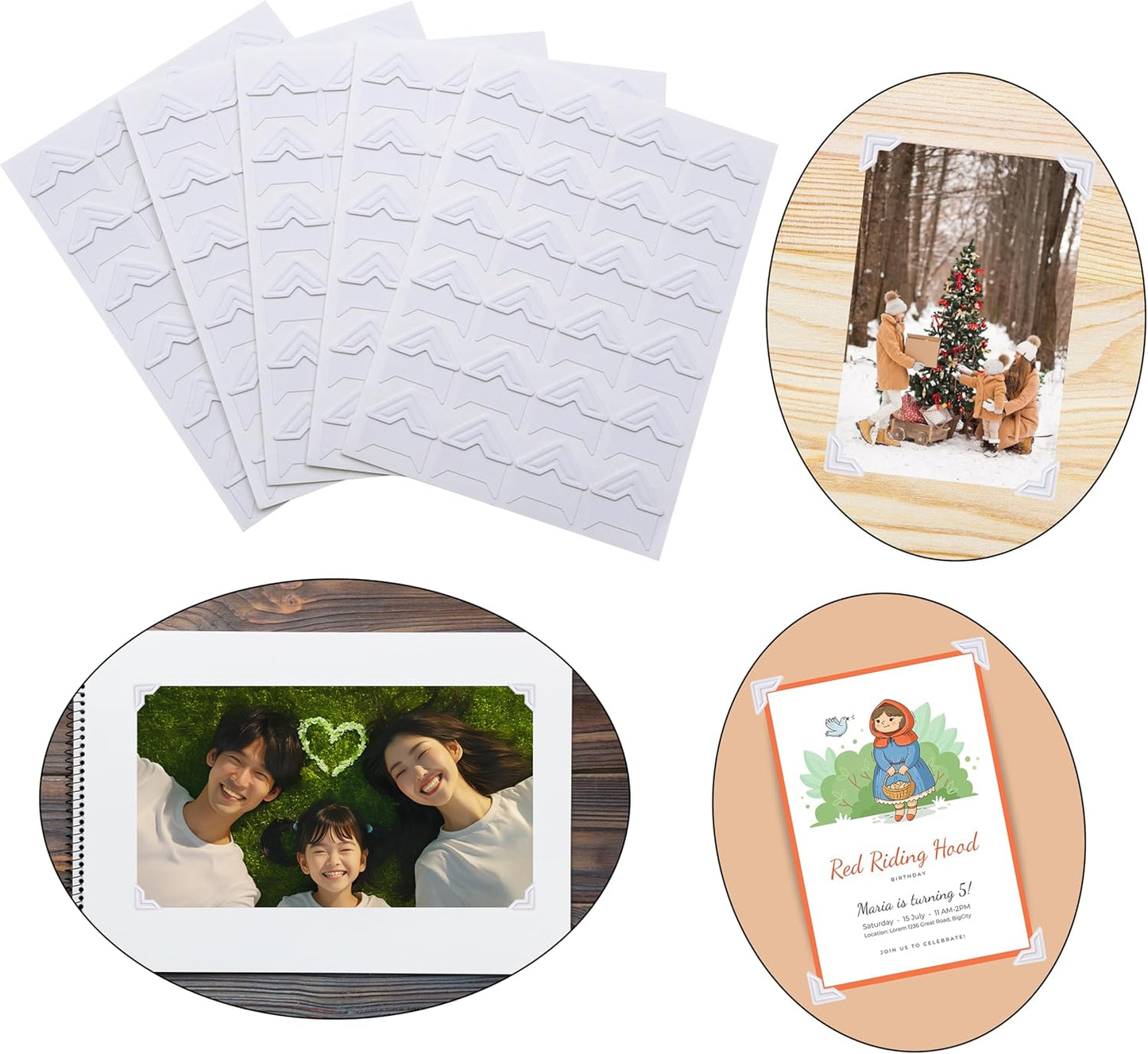 240 Pieces Photo Corners Self Adhesive Photo Corner Stickers, Picture Mounting Corners Acid Free Photo Corner for DIY Scrapbook, Album, Picture Frames, Journal Supplies (White)
