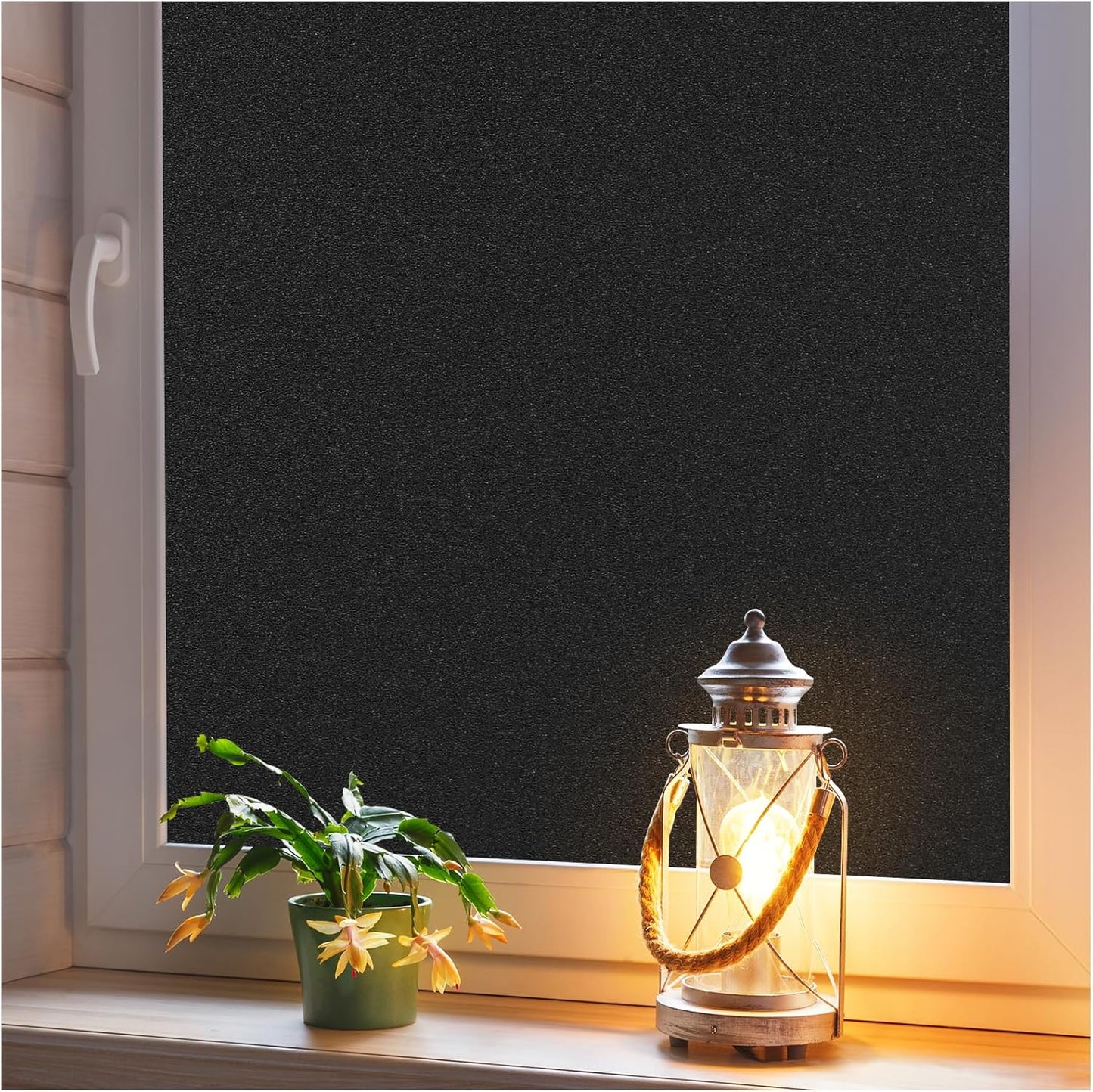 Haton Blackout Window Film, Frosted Privacy Cover for Glass, Sun Light Blocking Black Out Window Tint, Static Cling Room Darkening Heat Control Shades for Home Day and Night, Black 17.5" x 78.7"
