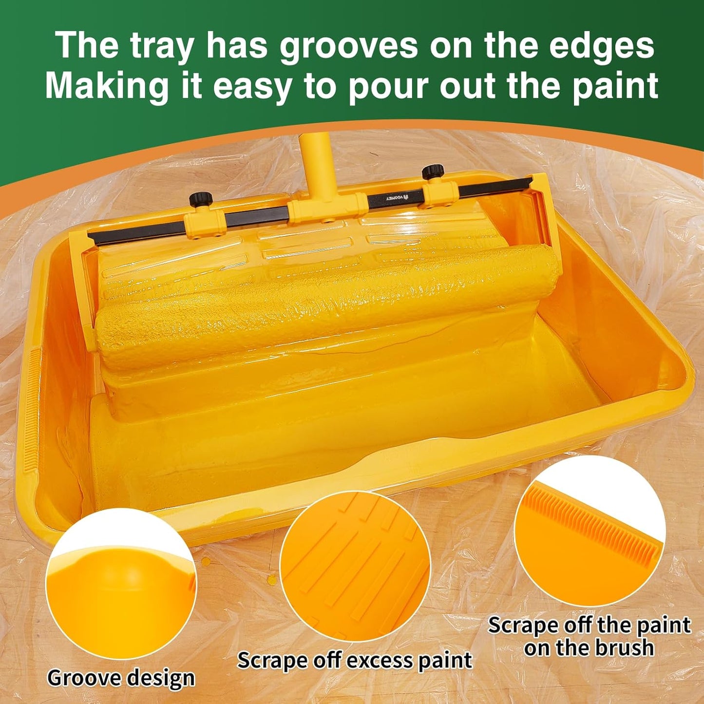 Voomey 18" Paint Roller Kit，10Pc Paint Roller Tray with Liner,12"18" Microfiber Paint Roller,Paint Extension Pole，Suitable for DIY Interior Walls, Rooms