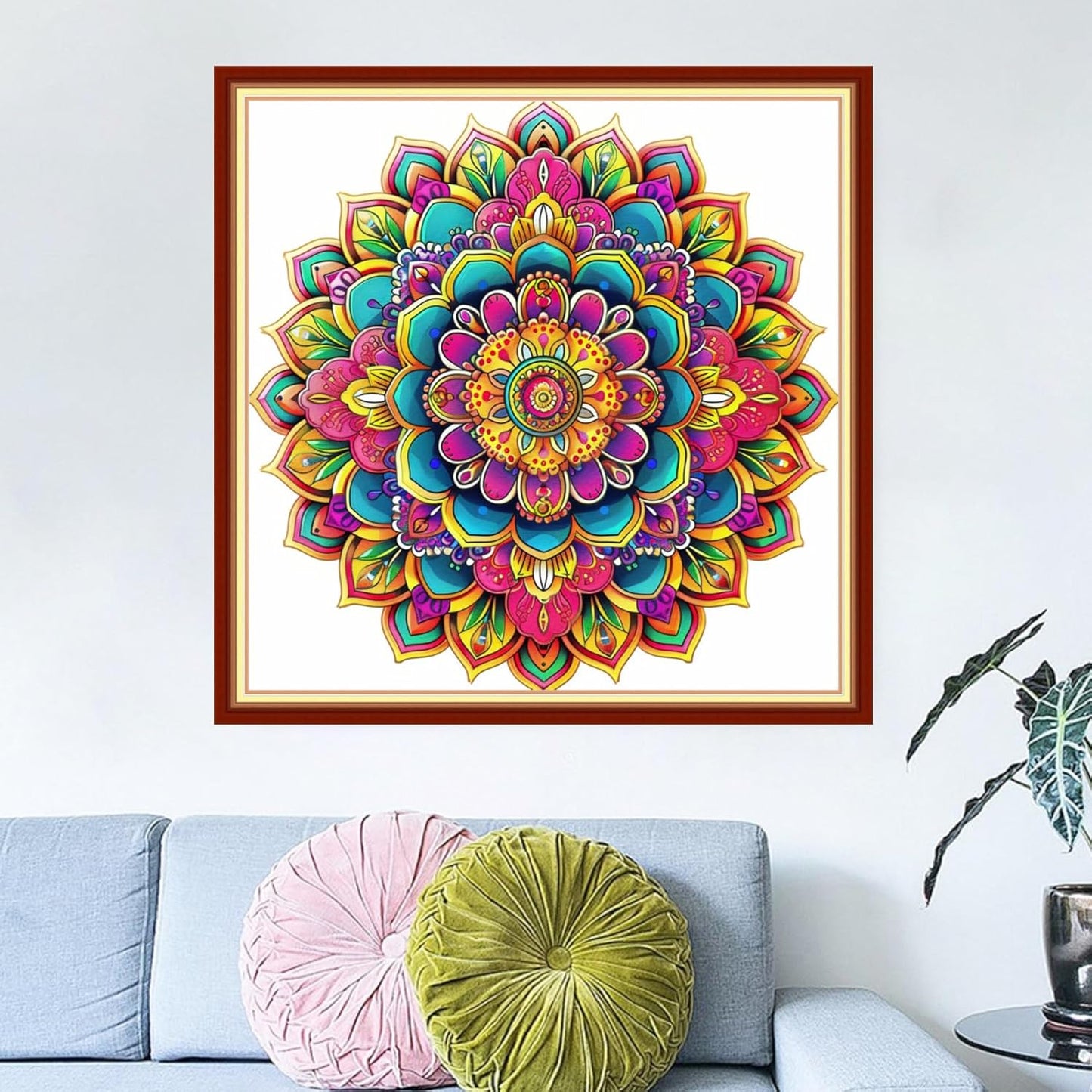 Dimensean Stamped Cross Stitch Kits Full Range of Embroidery Patterns Starter Kits for Beginners Adult or Kids DIY Cross Stitches Needlepoint Kits 11CT-Colorful Mandala 18x18 inch