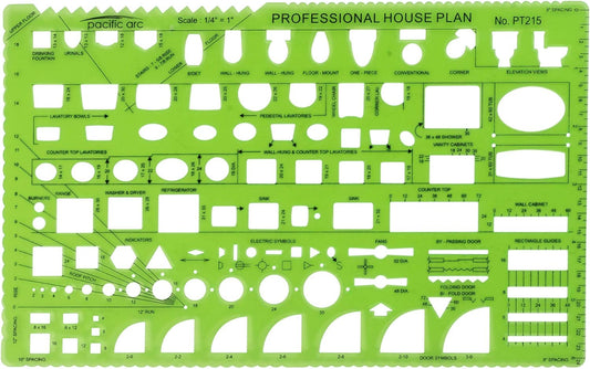 Pacific Arc Professional House Plan Template Guide, with Doors, Appliances, Plumbing Fixtures