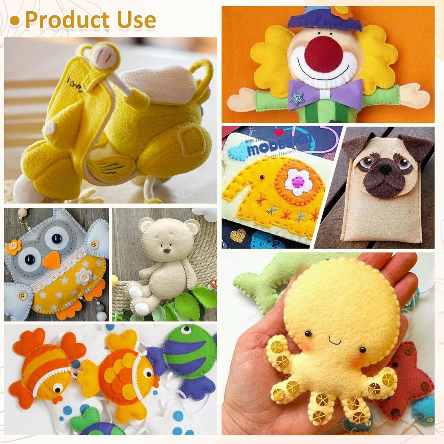 XSEINO 13 Rolls 8"x35" 1.4mm Thick Soft Felt Fabric Sheet 13 Assorted Yellow Series Colors Felt Pack for DIY Craft Sewing Squares Nonwoven Patchwork