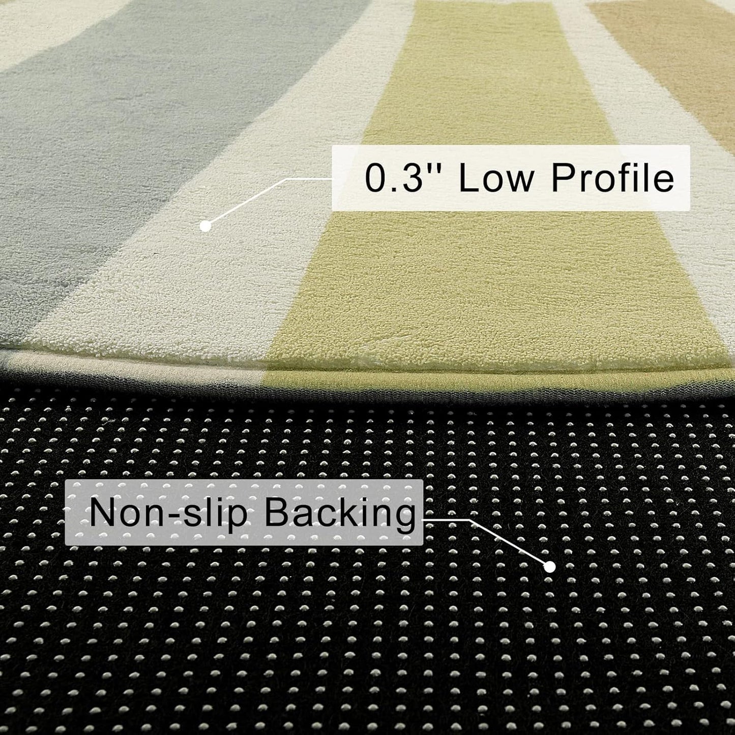 STARUIA Boho Washable Rug 5 Ft Round Area Rug for Bedroom, Rainbow Circle Kids Rug for Office, Non-Slip Circluar Carpet Soft Sunshine for Dorm Nursery Sofa Living Room Corner