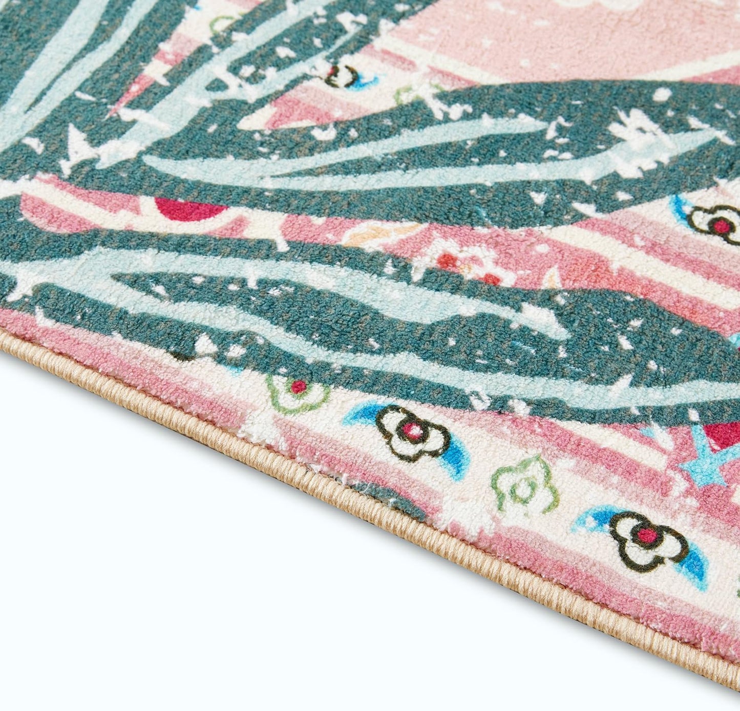 Washable Pink Rugs Thin Oriental Boho Vintage Cute Tropical Leopard 6ft Round Area Rugs for Bedroom Kitchen Dining Living Room Office Indoor Entryway Distressed Nursery Circle Carpet