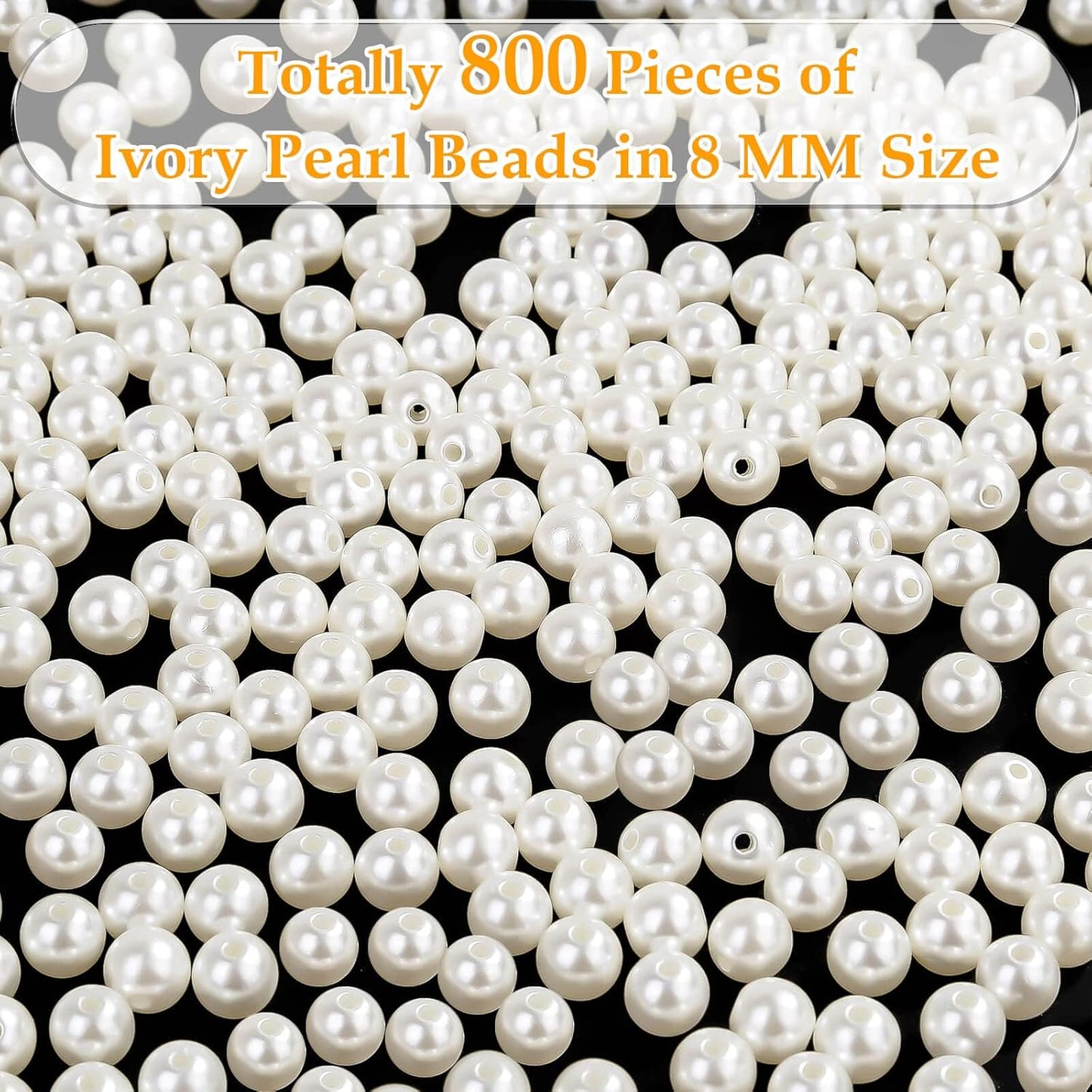 Anezus Ivory Faux Fake Pearls, 8 MM Sew on Pearl Beads with Holes for Jewelry Making, Bracelets, Necklaces, Hairs, Crafts, Decoration and Vase Filler, 800pcs