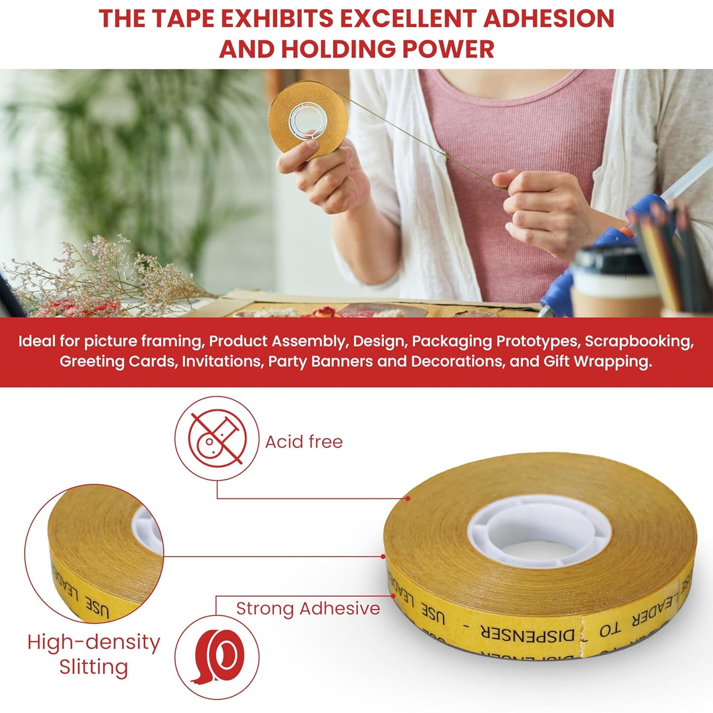 GGR Supplies T.R.U. ATG-7502 ATG Tape (Acid Free Adhesive Transfer Tape): 1/4 in. Wide x 36 yds. (Pack of 6)