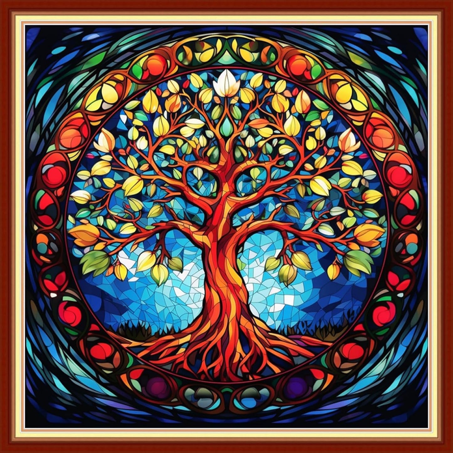 Foxdiviy Stamped Cross Stitch Kits for Beginners Full Range of Cross Stitching 11 CT Printed Cross Stitch Kits for Kids Adults Cross Stitch Patterns Needlepoint Kits-Magic Tree 18x18 inch