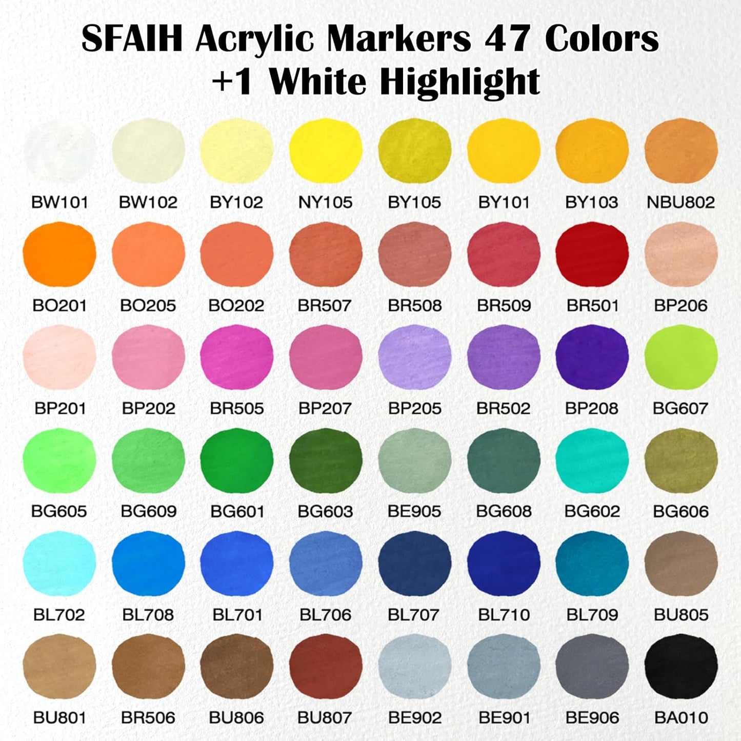 SFAIH Halloween Gifts Acrylic Paint Markers, 48 Colors Dual Tips Acrylic Brush Markers With Chisel Tip, Automatic Ink Control, Ultra-High Coverage, No Bleed Ink, Art Supplies for Rock, Canvas, Fabric