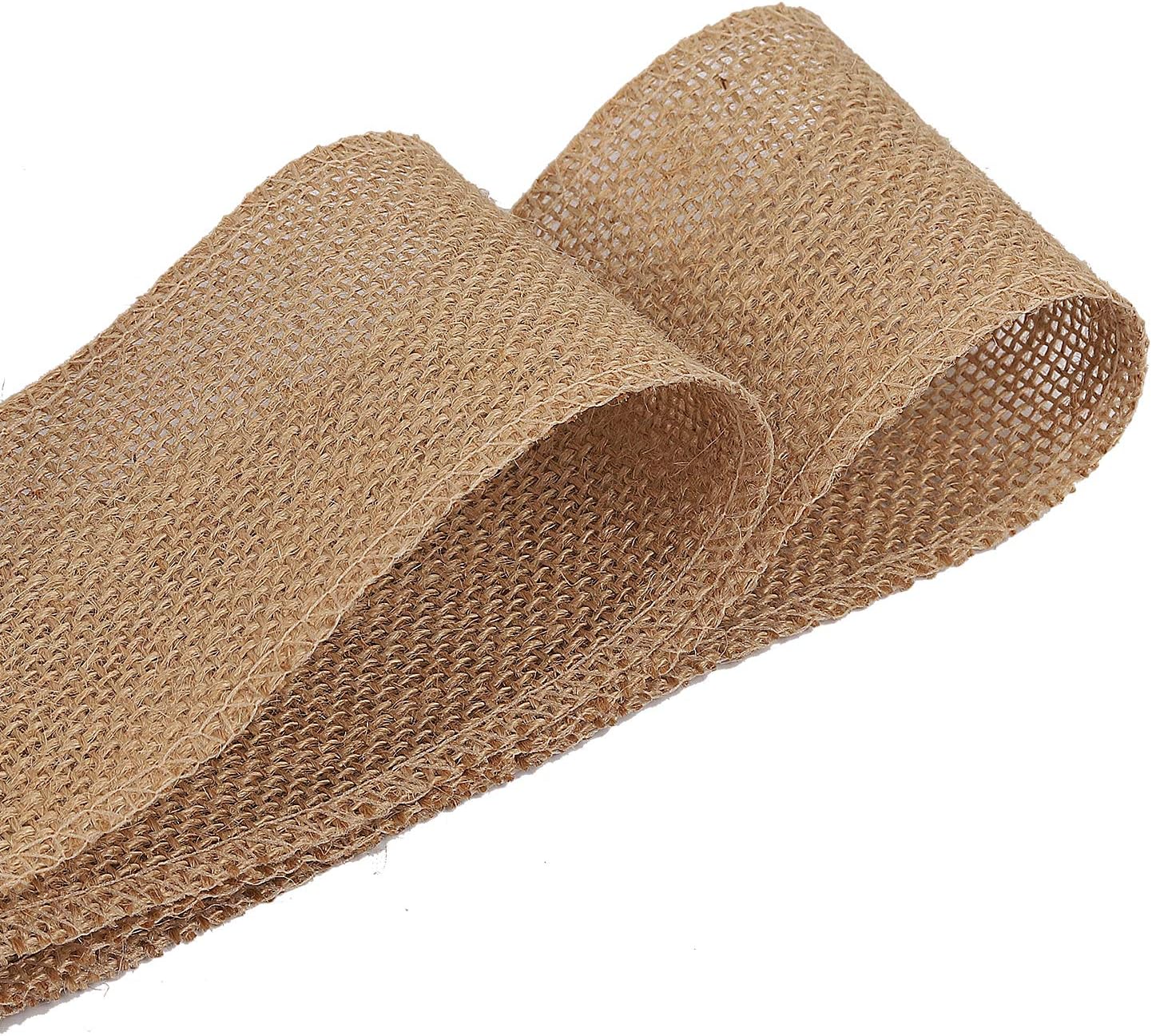 KINJOEK 5 Inch Wide 27 Yards Burlap Ribbon, Natural Jute Fabric Ribbon, Crafts Ribbon for Christmas, Wedding, Gifts, Burlap Fabric DIY, Ribbon for Decoration,