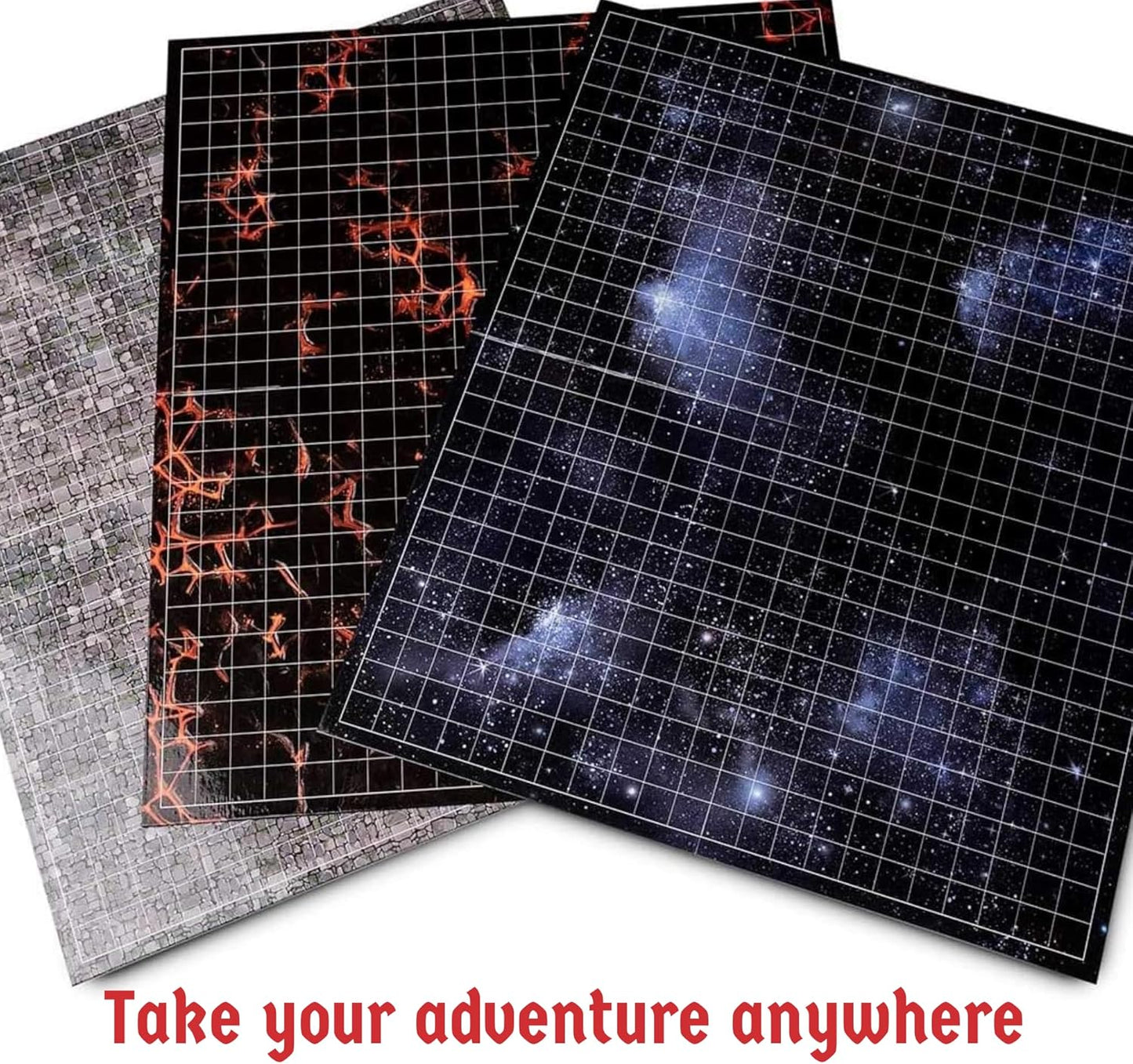 Hexers Role-Playing Game Board Mat, Square Grid Terrains, 8 Different terrains, Compatible with Dungeons and Dragons DND Pathfinder RPG, 27 on 23 inches, 1 inch Squares, Foldable & Dry Erase