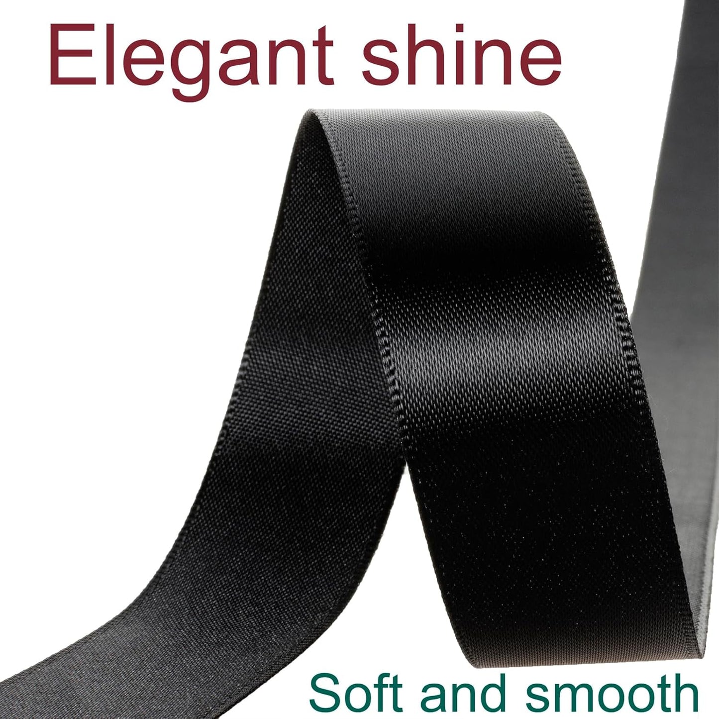 1 Inch Black Ribbon, 50 Yards Craft Polyester Satin Ribbon Perfect for Gift Wrapping, Handmade Roses, Wedding Party Decorations and DIY Crafts