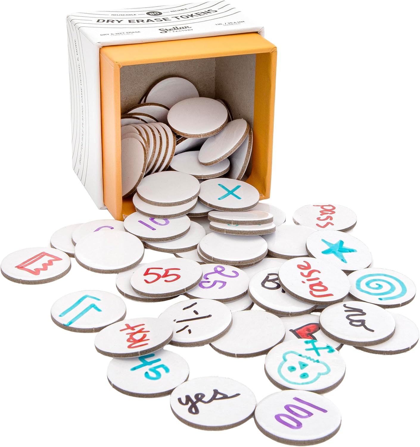 Stellar Factory: Dry Erase Tokens: Reusable for DIY, Game Design, and RPGs (80 PCS)