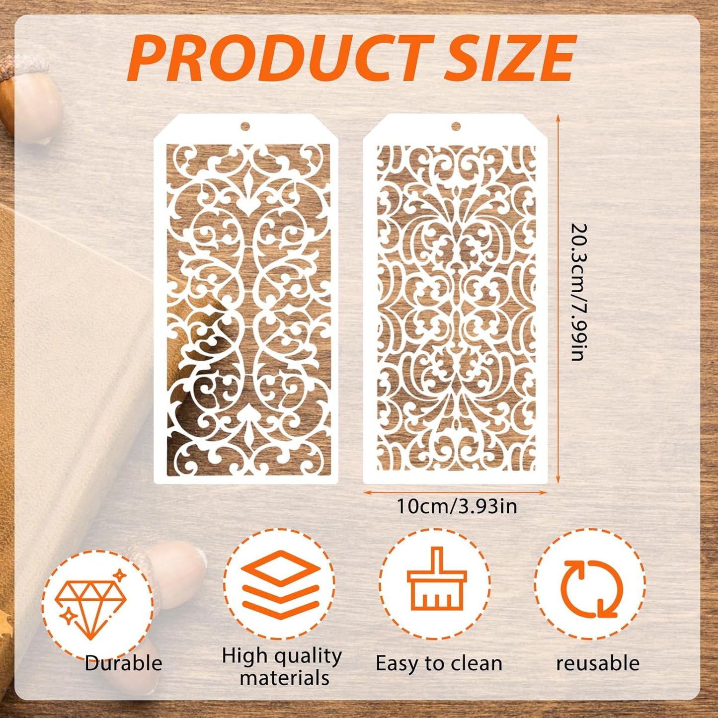 8x4 Inch Texture Stencils for Painting – 18pcs Reusable Background Templates for Wood, Canvas, Furniture, Scrapbooking & Card Making
