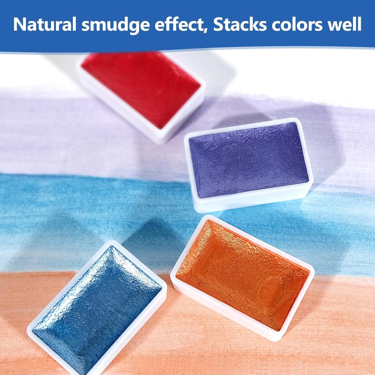 3ml Glitter Watercolor Paint Set with Paper, 24 Colors Shimmer Metallic Watercolour Painting Sets, Solid Pearl Water Color Paints for Adult, Kids, Matisse Style (Matisse 24Colors-L)