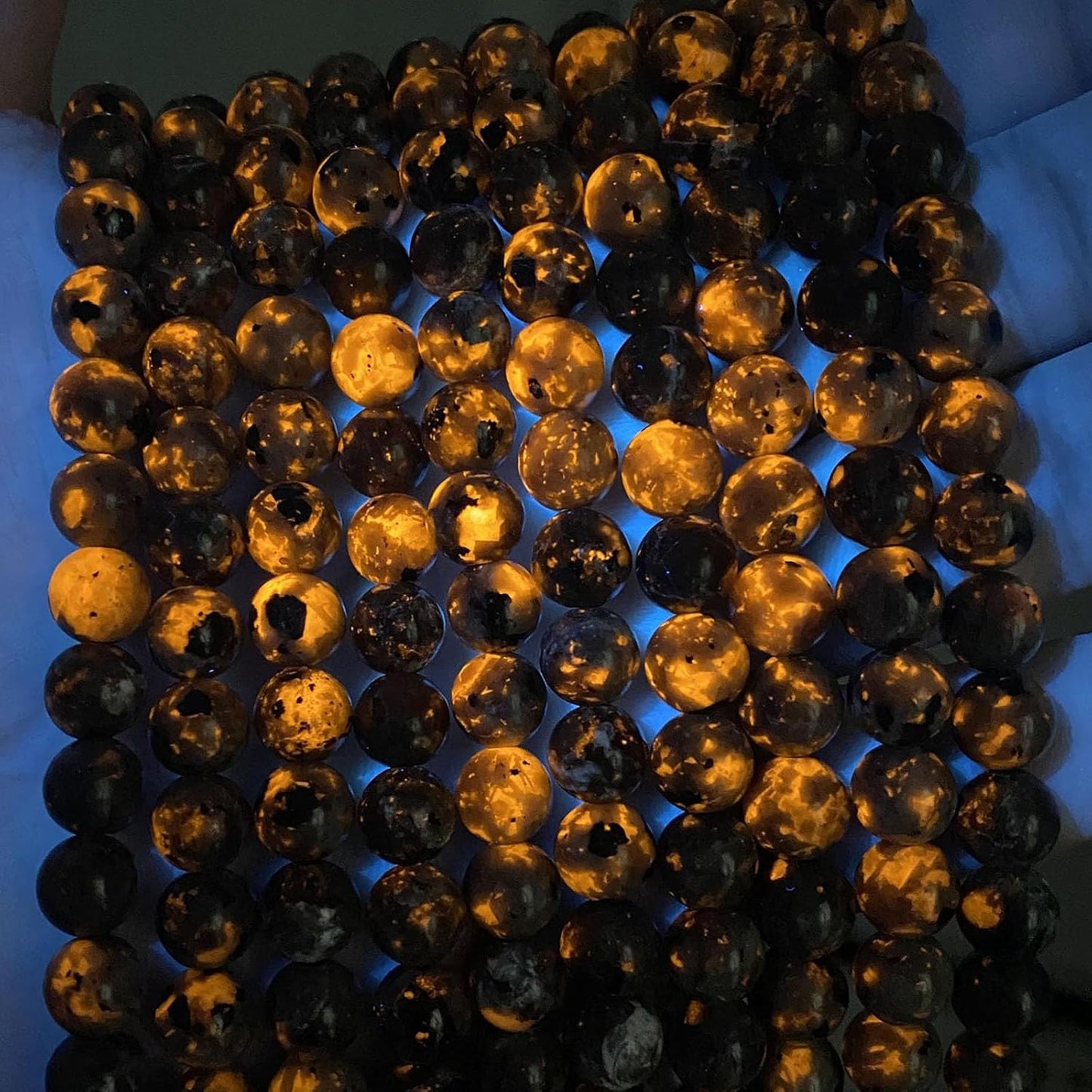 10MM 72pcs Natural Flame Yooperlite Stone Energy Beads Round Loose Beads for Jewelry Making DIY Bracelet Necklace 2 Strands 32"