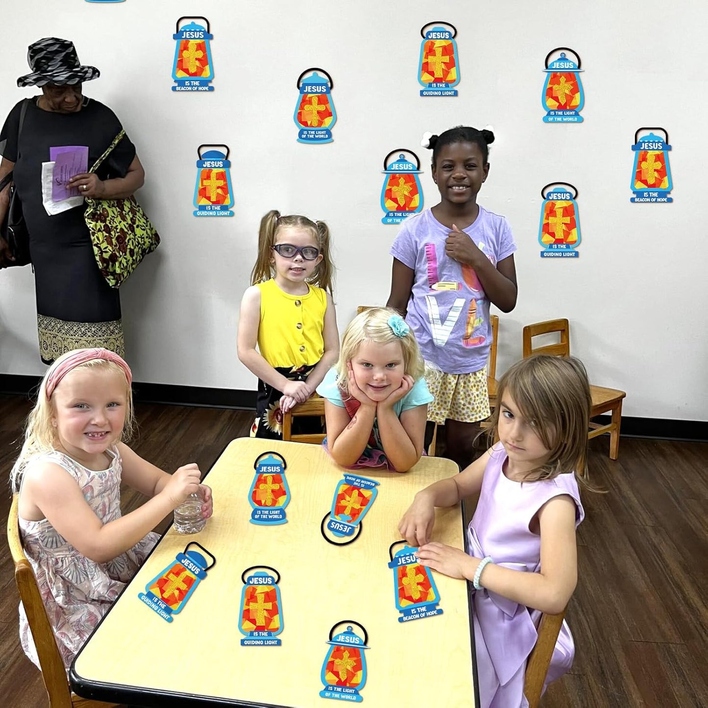 40PCS Sunday School VBS Crafts Bulk: Paper Oil-Lamp Nativity Suncatchers,Jesus Religious Christian Classroom Camping Activity DIY Kits Gifts Church Decorations,Window Stained Glass Effect Art Supplies