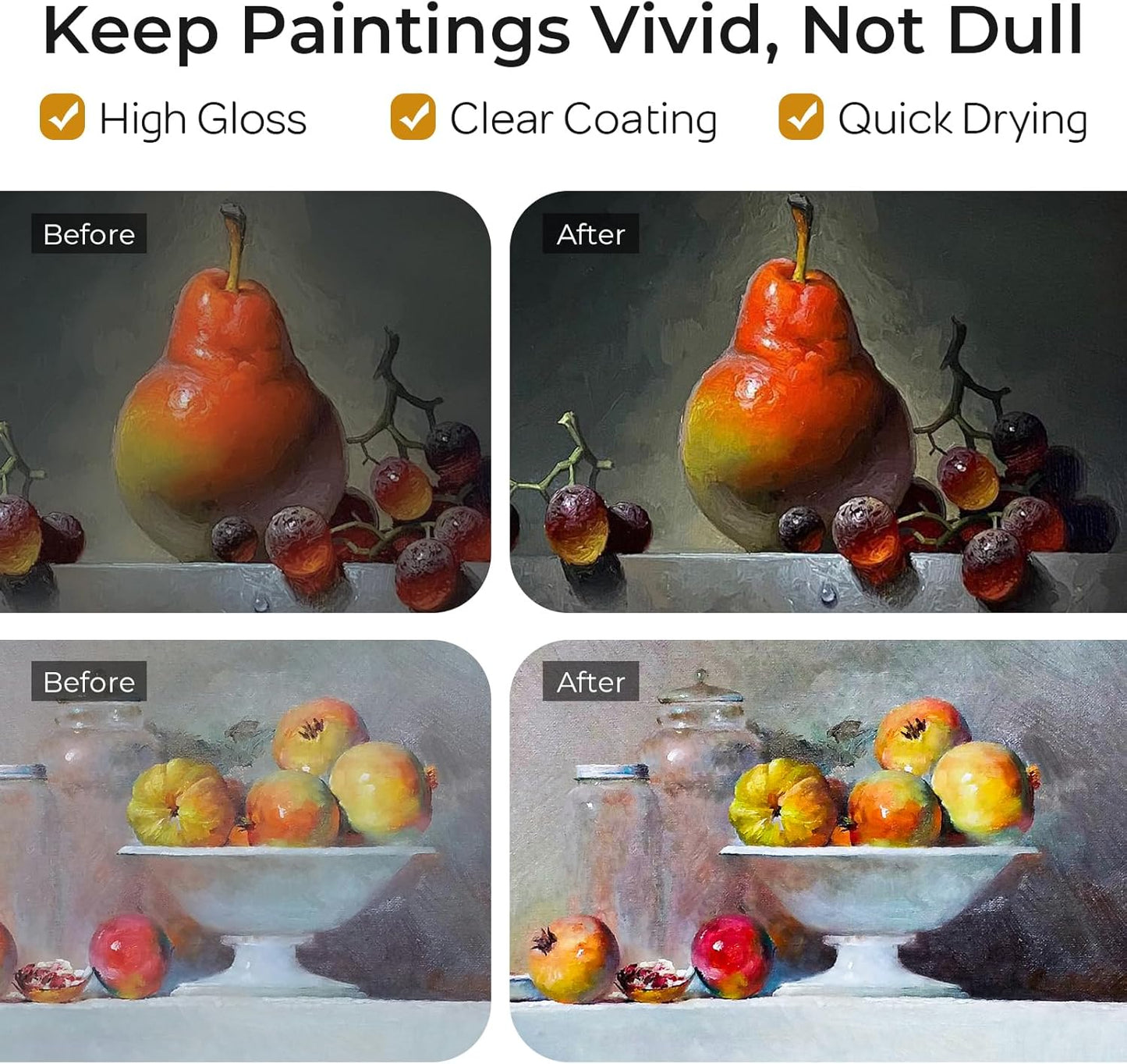 Nicpro Gloss Varnish for Acrylic Painting 4oz, Non-Yellowing, Non-Toxic, Anti-Crazing, Clear Acrylic Varnish for Pro Artist, Hobby Painter on Canvas Artwork, Acrylics Paint, Wood, High Gloss Finish