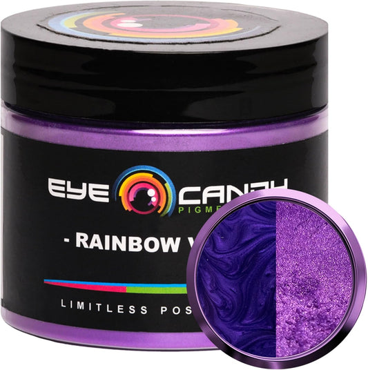Eye Candy Pigments Premium Purple Mica Powder - Rainbow Violet (50gr) - for Epoxy, Resin, Soap, Paint, Woodworking, Acrylic Pouring, Bath Bombs, Fishing Lures - DIY Arts and Crafts Additive