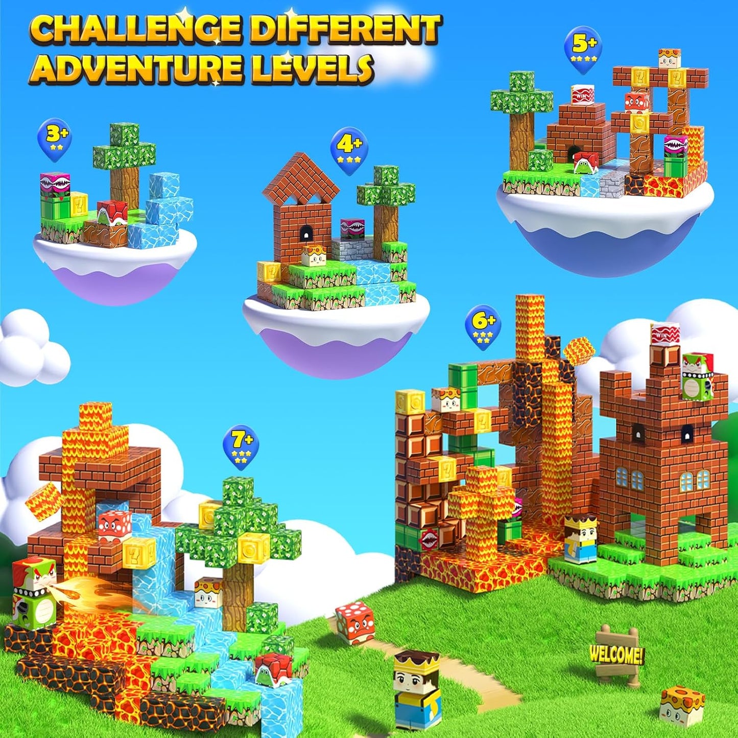 100PCS Magnetic Blocks Magnetic Building Blocks Sensory Toys for Kids Ages 3-5 6-8 8-12 Kids Game Toys for 3+ Year Old Boys & Girls, 3 4 5 6 7 8 9 10 Year Old Boy Birthday