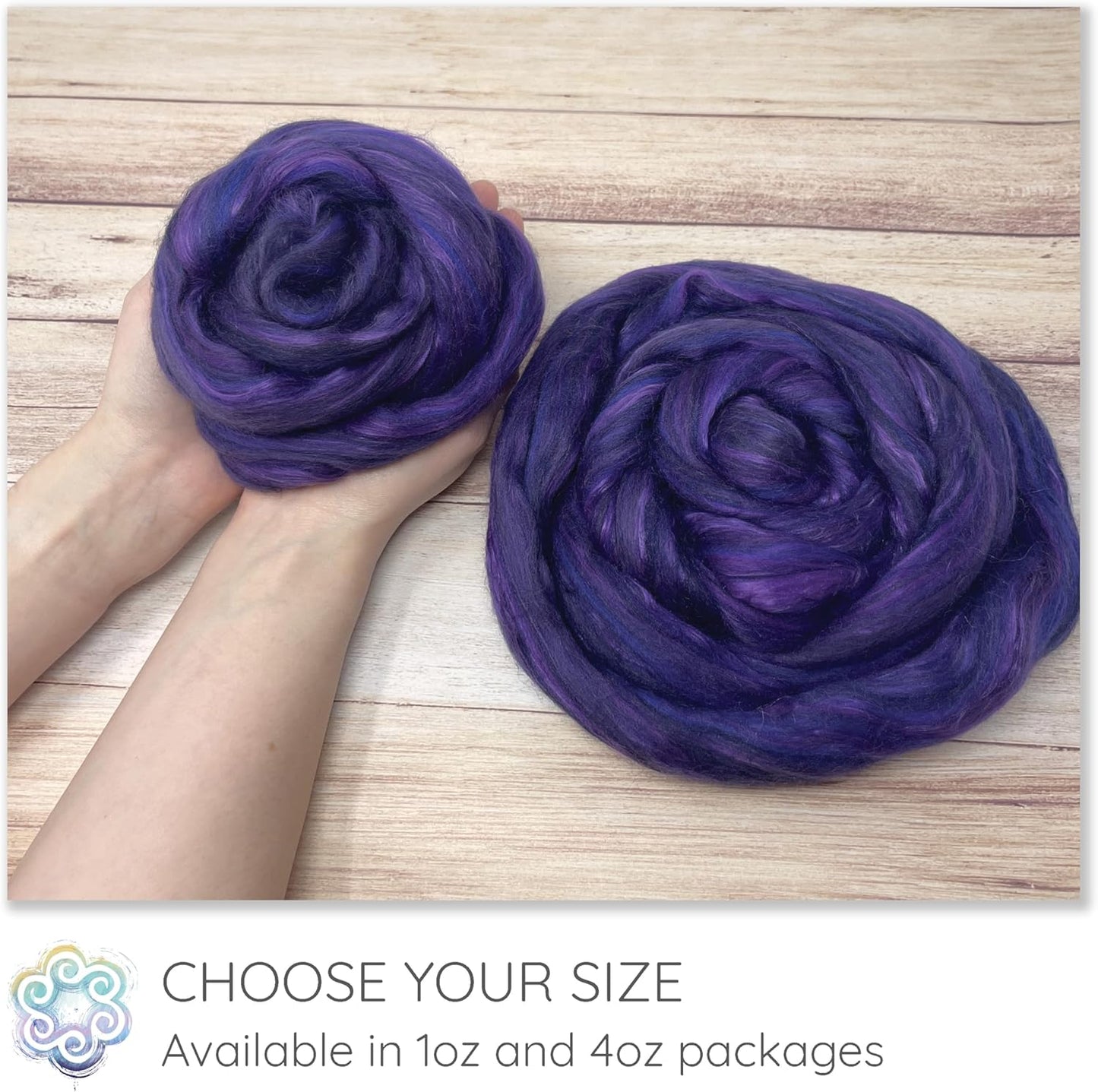 Merino Silk Luxe Tonal Designer Blend. Superfine Merino, Mulberry Silk, Tussah Silk. Top Roving for Spinning or Felting. Velvet Dream 1oz