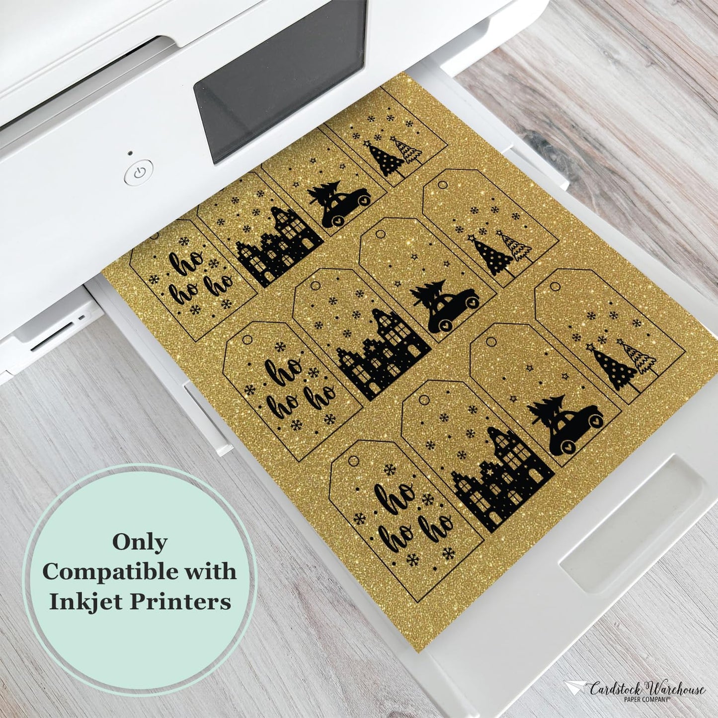 Cardstock Warehouse Diamond Print Inkjet Glitter - Premium Gold Glitter Cardstock Paper – 15 Sheets, 8.5 x 11" - 104 lb/280 GSM for Inkjet Printing, Die-Cutting, Card Making, Crafts, and DIY Projects