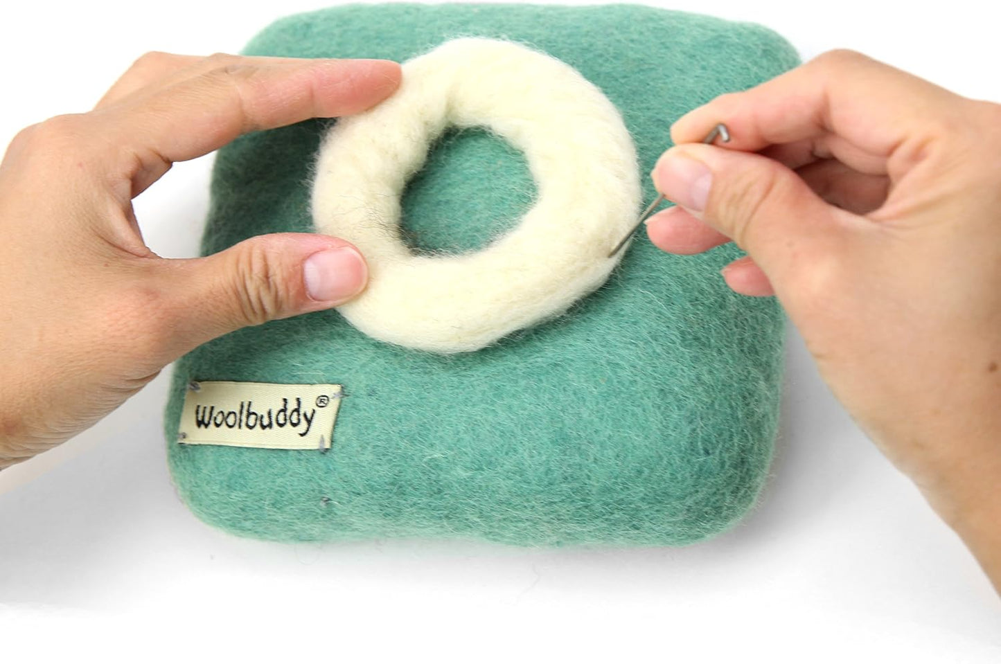 Woolbuddy Needle Felting Pad - Durable Wool Mat for Craft Projects, Foam Alternative, 6"x6"x1.5" (Teal)