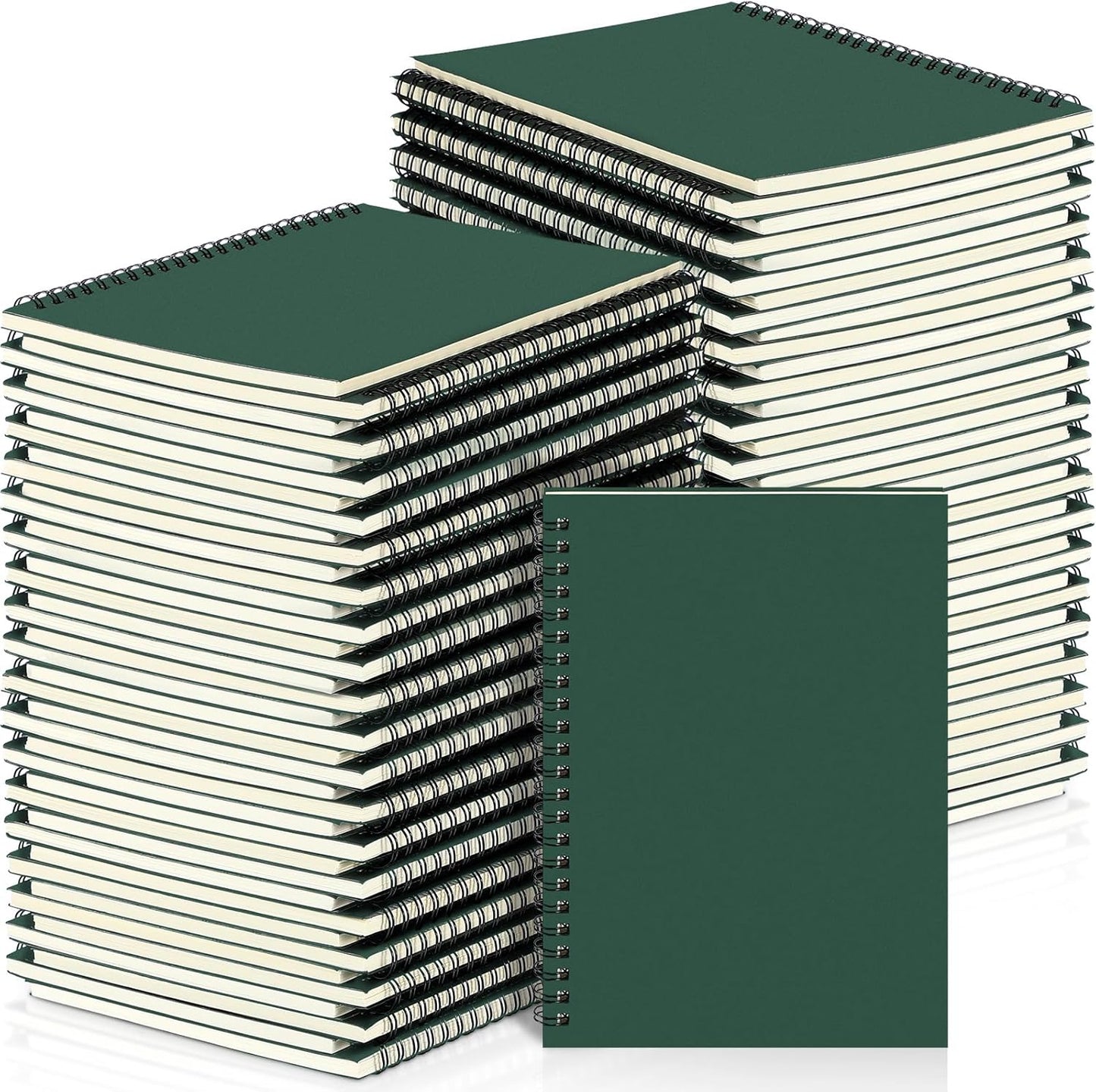 Yahenda 54 Pcs Spiral Notebook Bulk A5 Journal Lined 8.3'' x 5.5'' Writing Composition Paper Small Notepad Subject Notebook for Students Office Business Back to School Supplies (Deep Green)