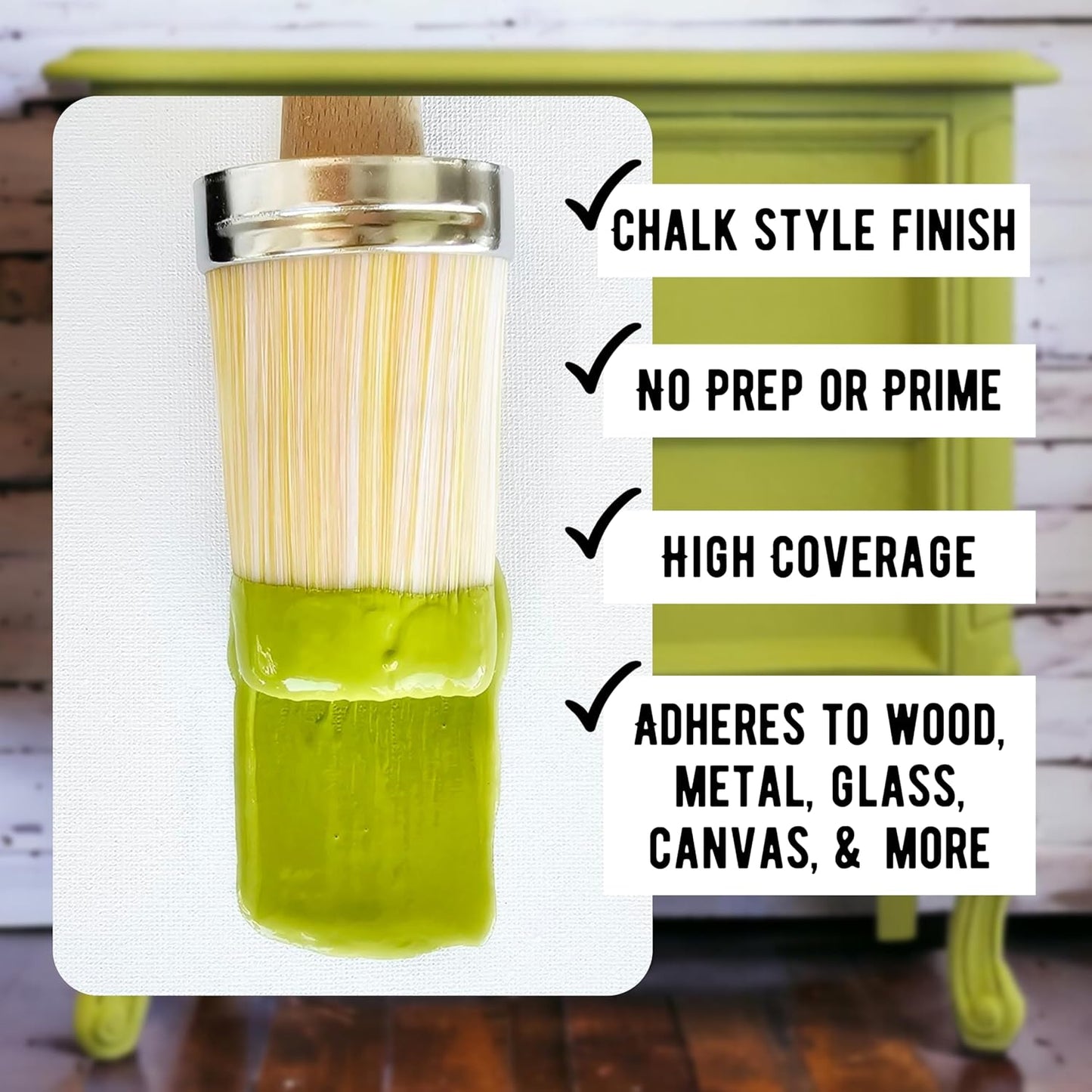 Daydream Apothecary Premium Chalk Style Paint for Furniture, Home Décor, Wood, DIY Interior Projects, Quick Dry, No Prep or Prime Needed, Matte Chartreuse - 16oz