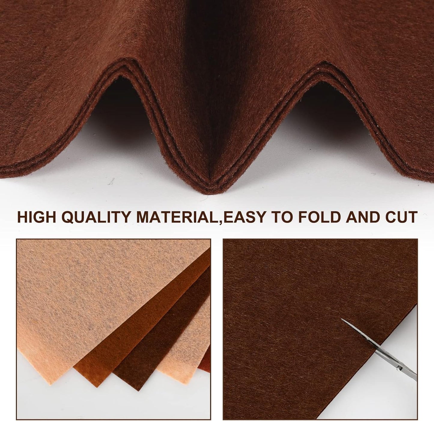 Whaline 18Pcs Felt Fabric Sheets Soft Thick Assorted Brown Craft Felt Pack for Autumn Thanksgiving Harvest DIY Craft Sewing Patchwork Art Projects, 3 Colors, 7.9 x 11.8 Inch